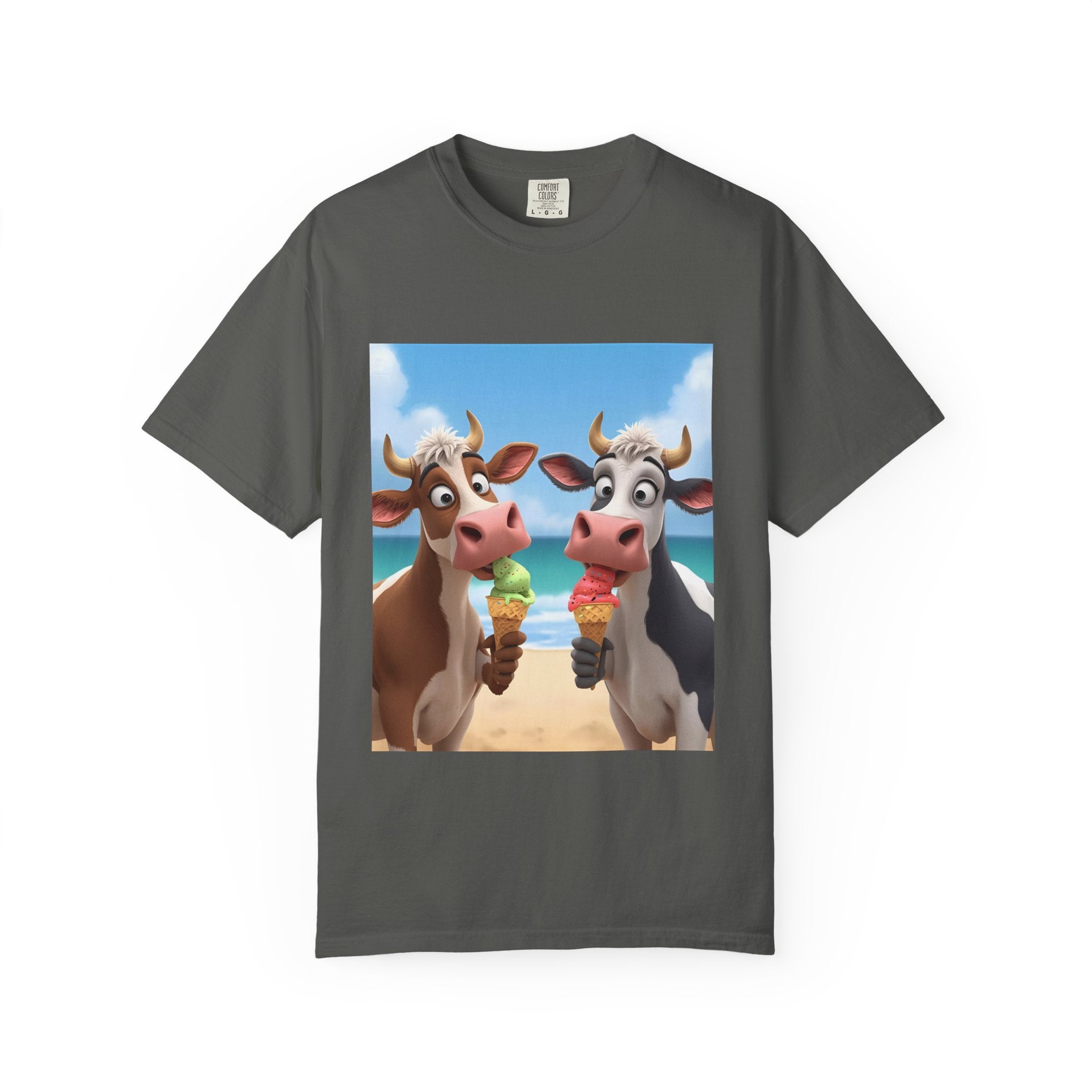 Cute Cow Ice Cream T-Shirt, Fun Summer Tee, Animal Lover Gift, Unisex Casual Top, Beach Vibes Apparel, Cute Gift for Friends