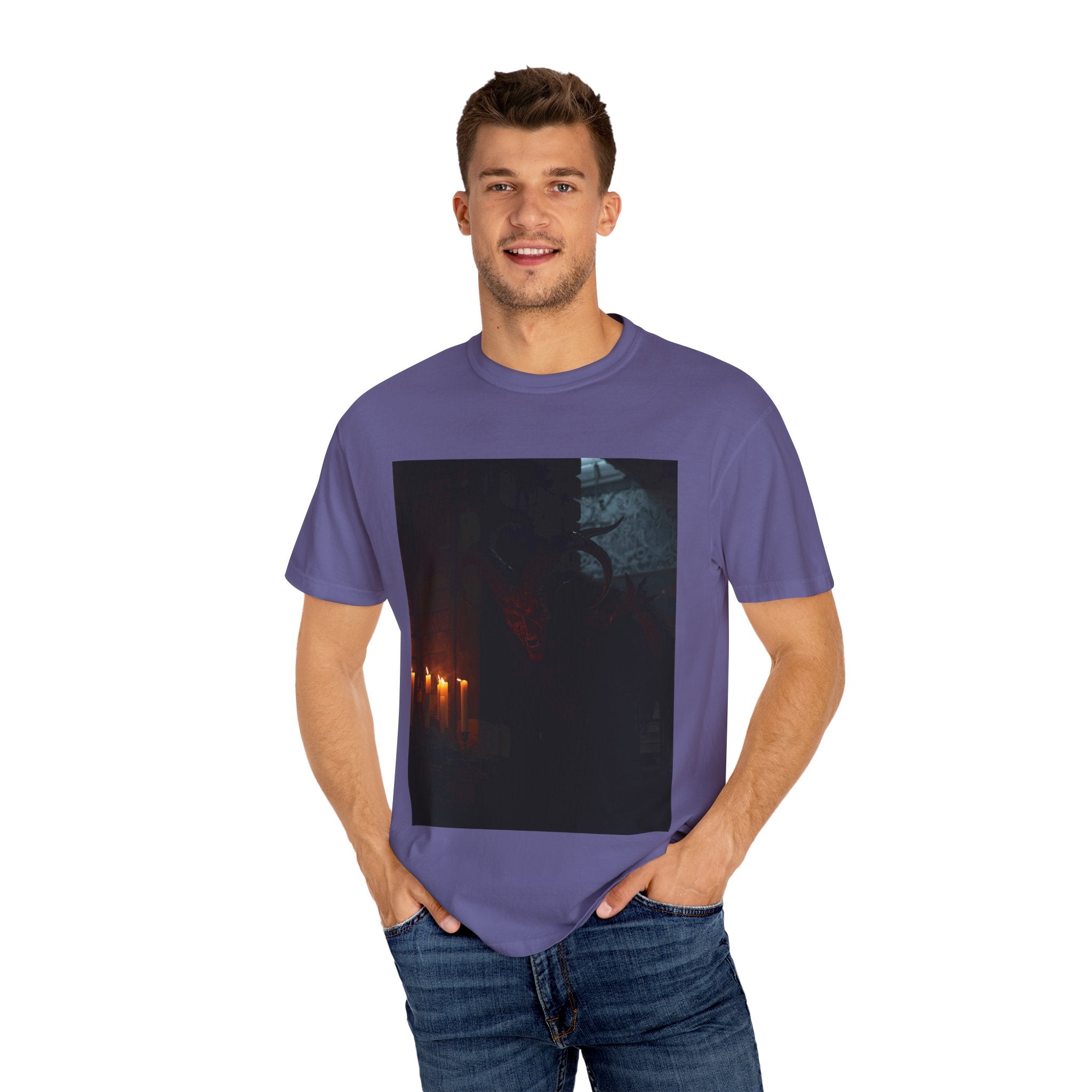 Spooky Halloween Pumpkin Shadow Unisex Garment-Dyed T-shirt