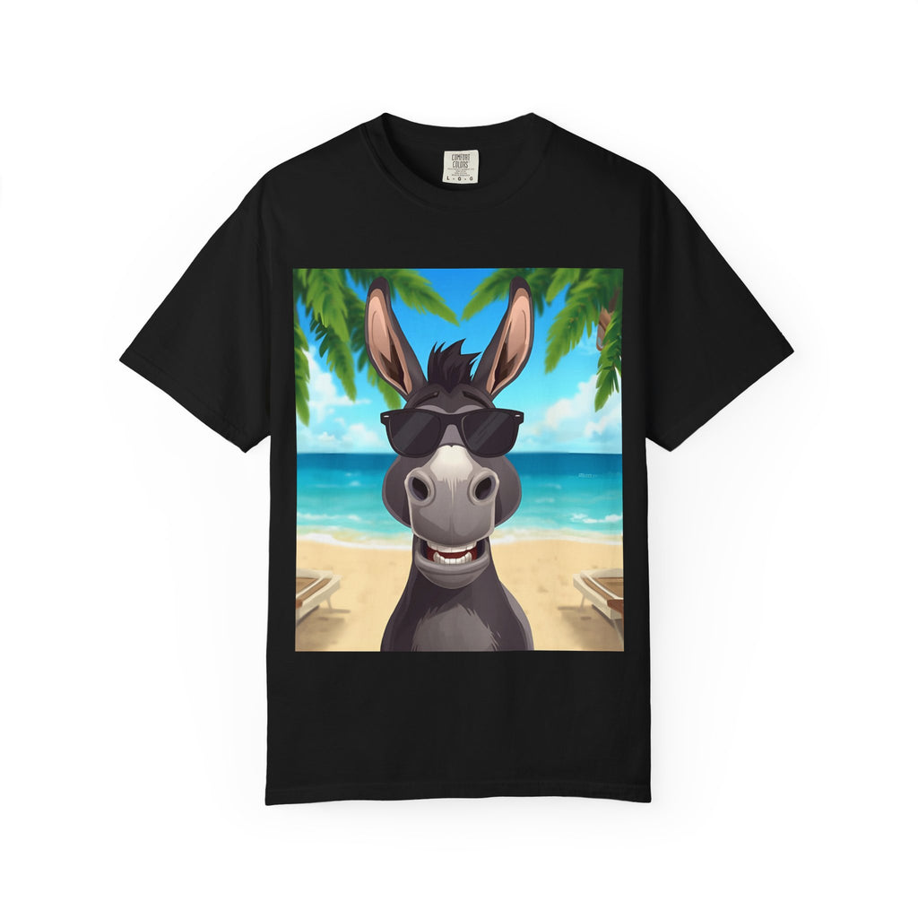 Chill Donkey Sunset T-Shirt, Unisex Summer Tee, Casual Beachwear, Gift for Animal Lovers, Fun Vacation Shirt