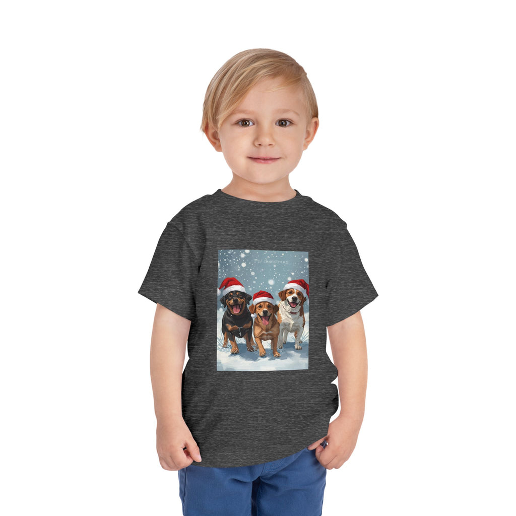 Cute Christmas Dogs Toddler Short Sleeve Tee