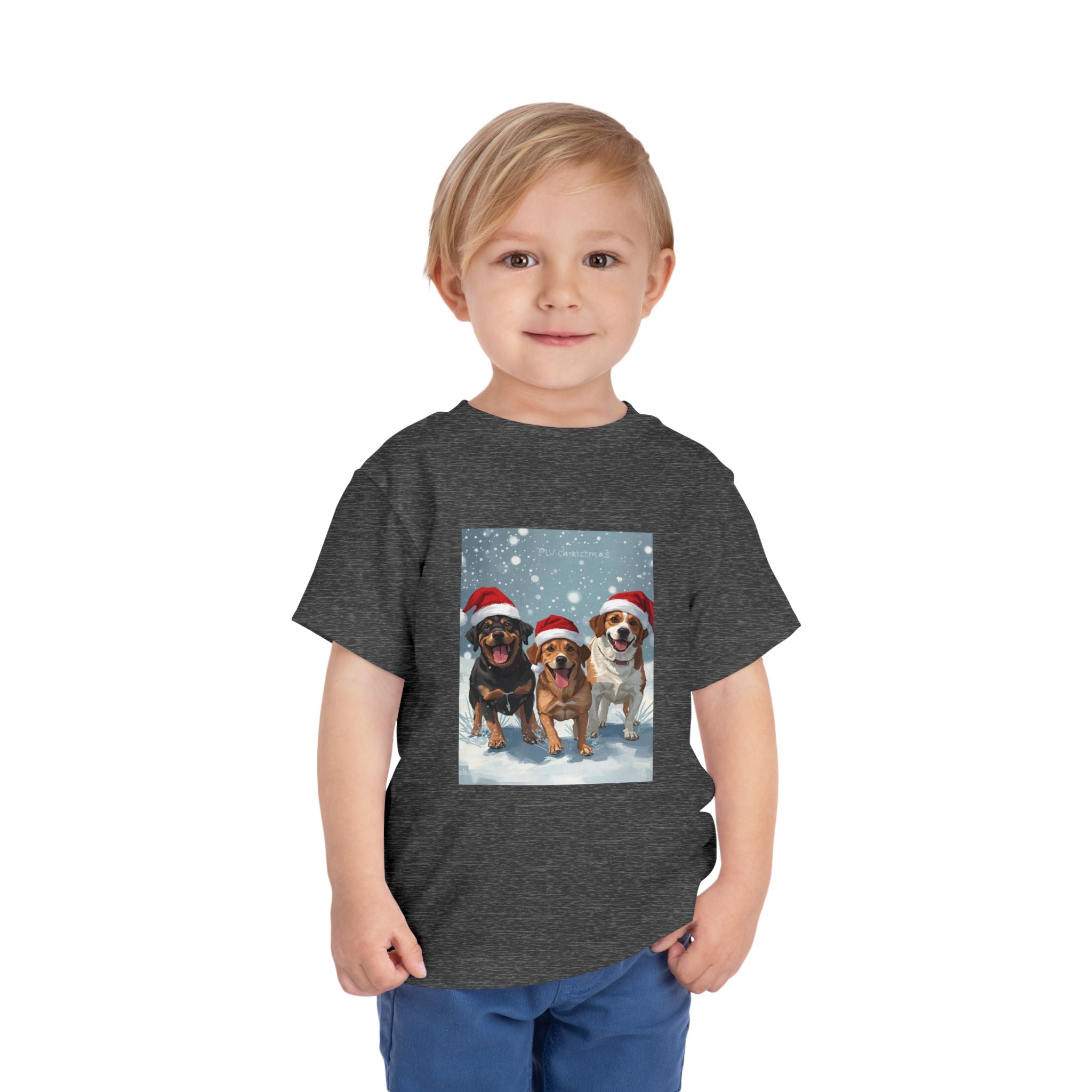 Cute Christmas Dogs Toddler Short Sleeve Tee