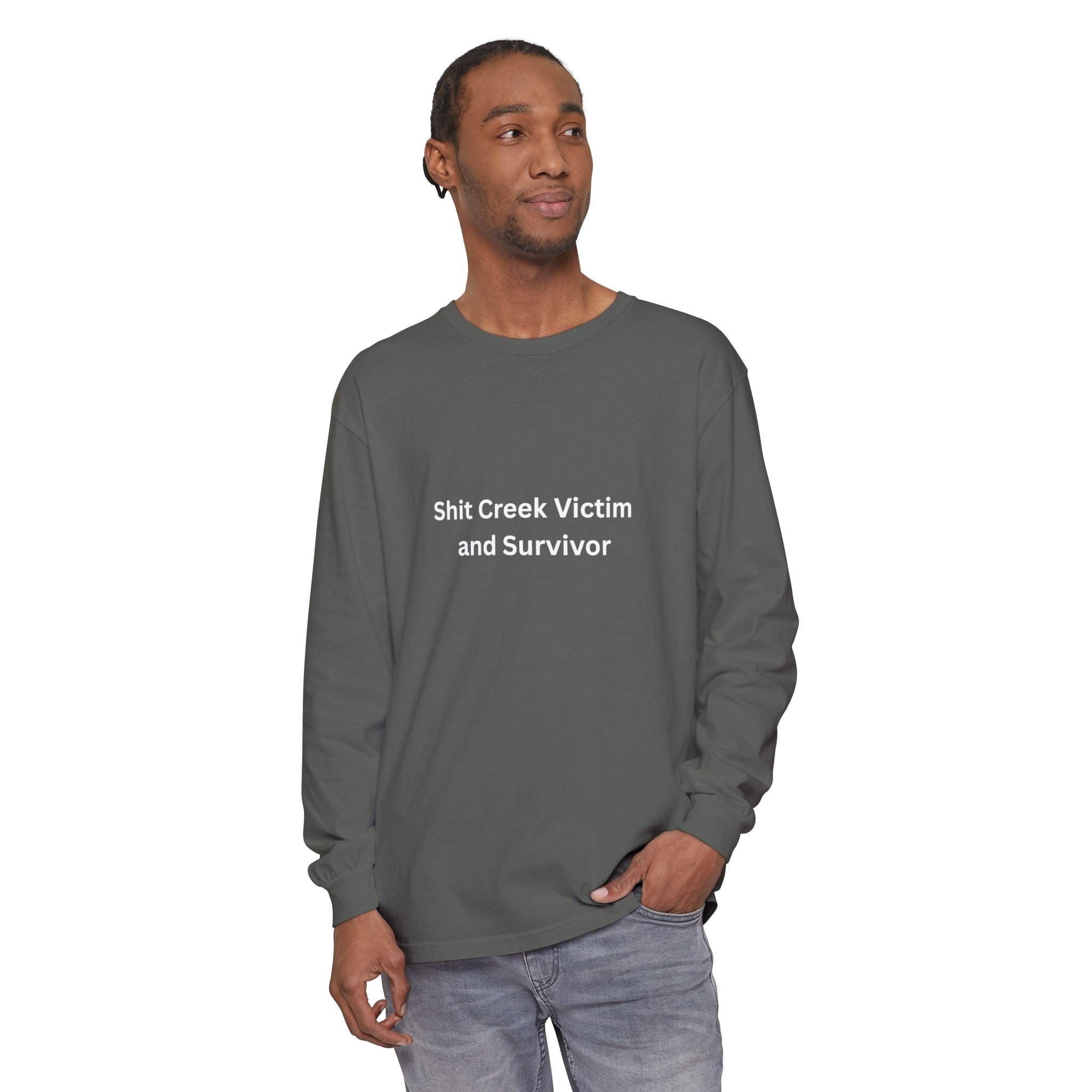 Shit Creek Survivor Long Sleeve T-Shirt, Funny Gift, Casual Wear, Humor Shirt, Birthday Gift, Unisex Apparel