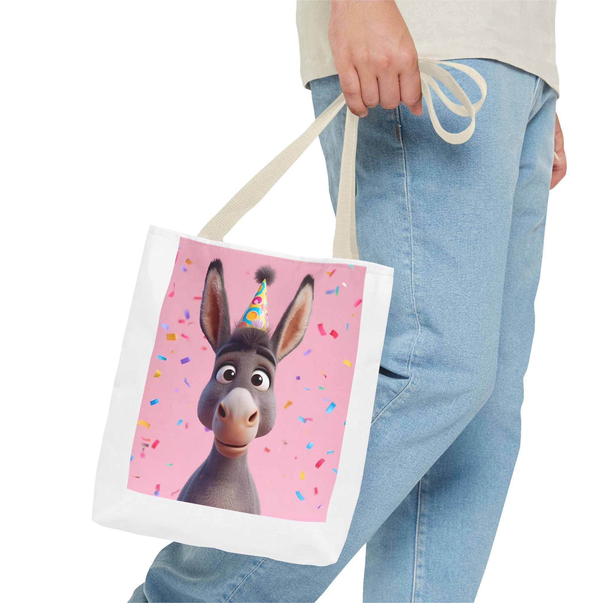 Birthday Donkey Tote Bag, Fun Party Accessory, Eco-Friendly Shopper, Cute Gift for Animal Lovers, Perfect for Birthdays and Celebrations