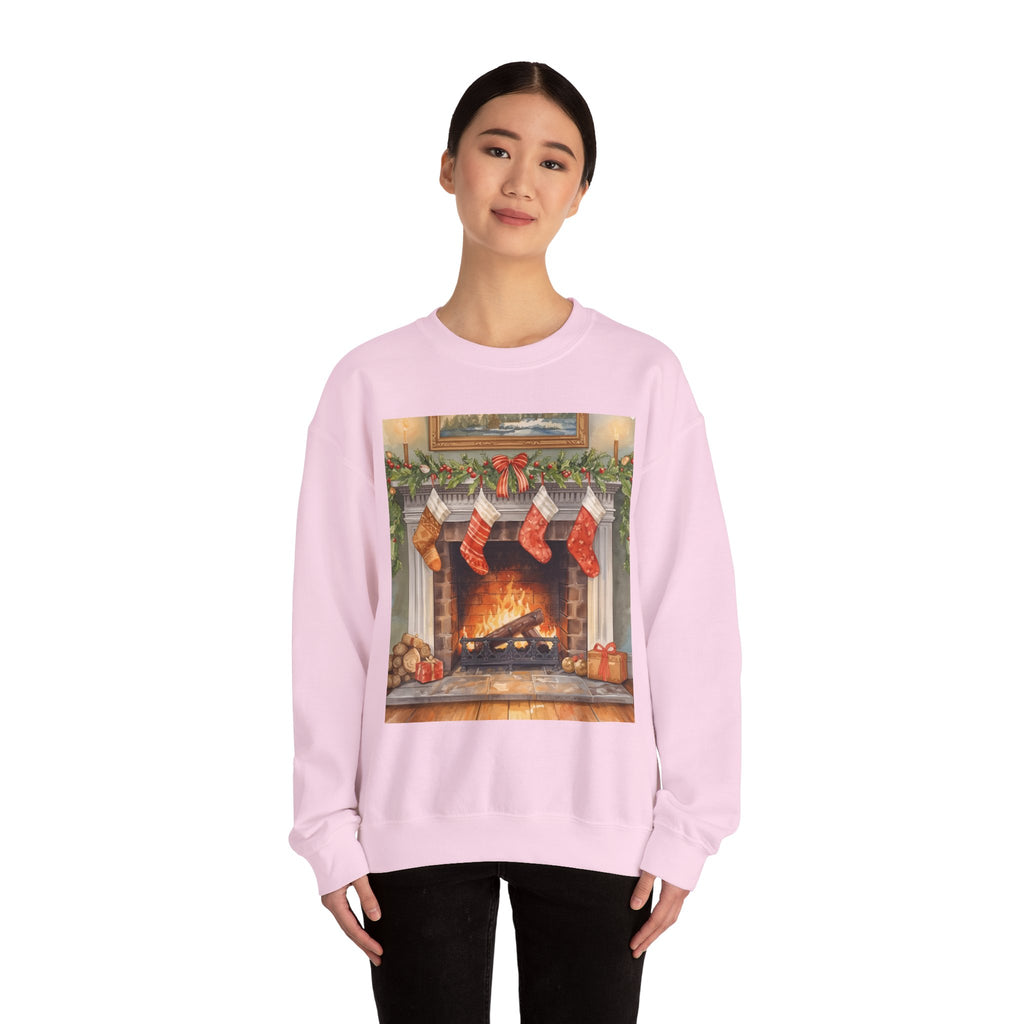 Christmas Stocking Fireplace Unisex Heavy Blend™ Crewneck Sweatshirt