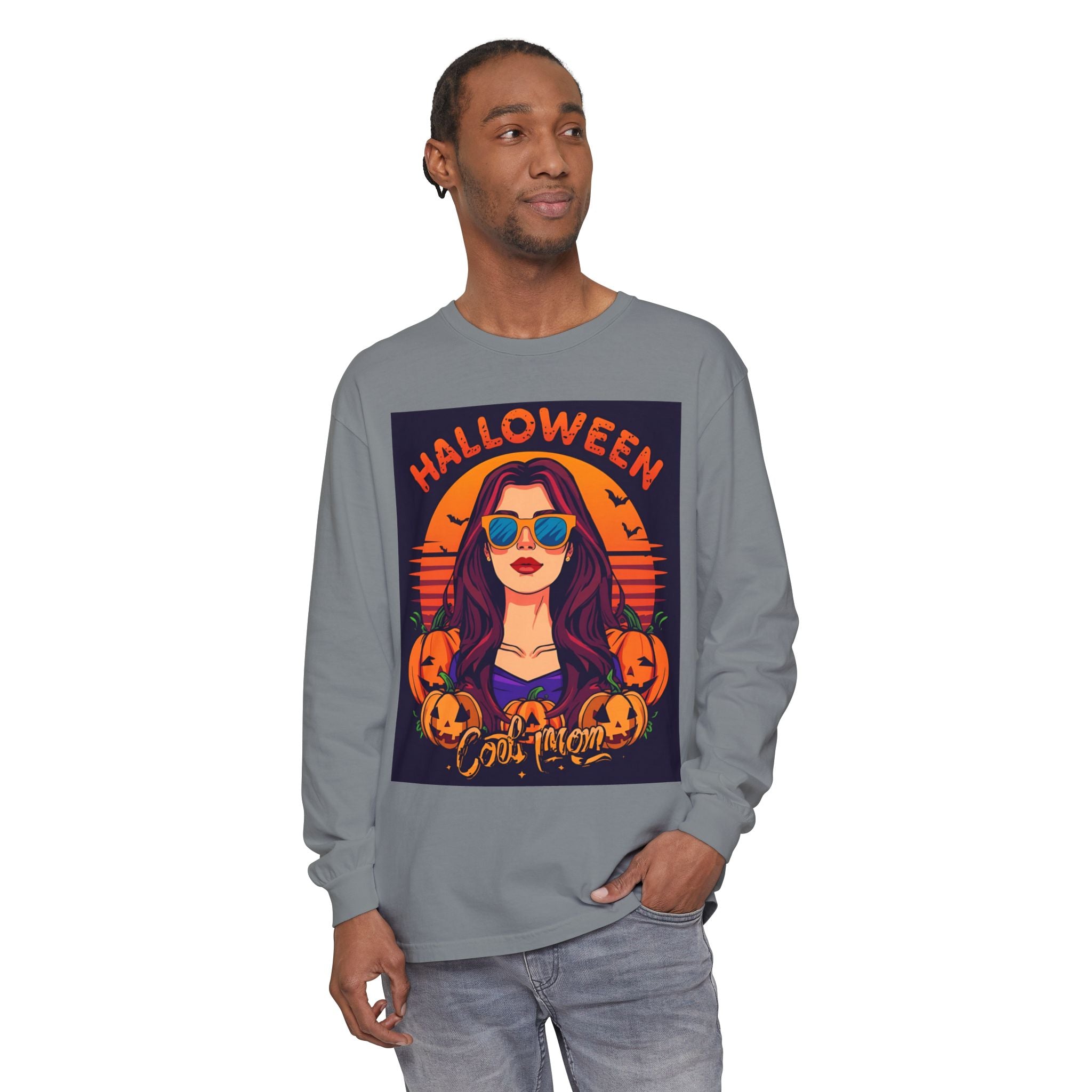 Halloween Themed Unisex Garment-dyed Long Sleeve T-Shirt