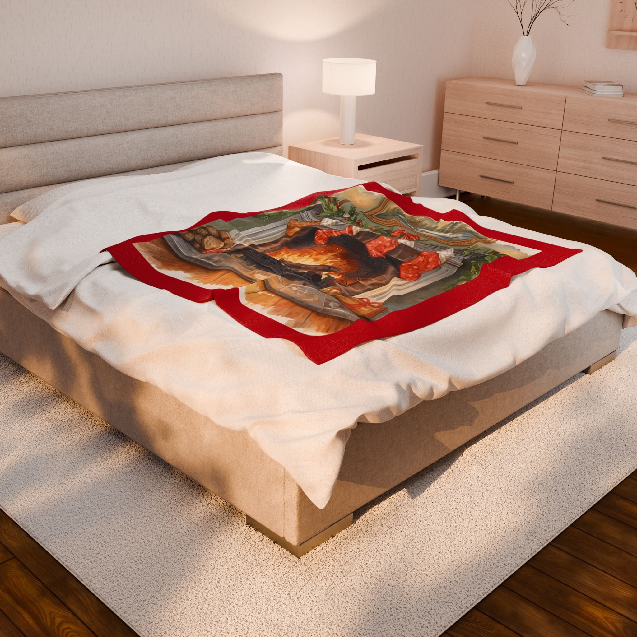 Whimsical Christmas Velveteen Plush Blanket