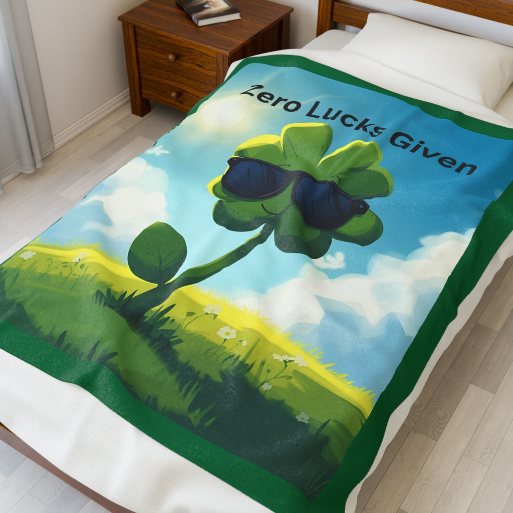 Zero Lucks Given Velveteen Plush Blanket