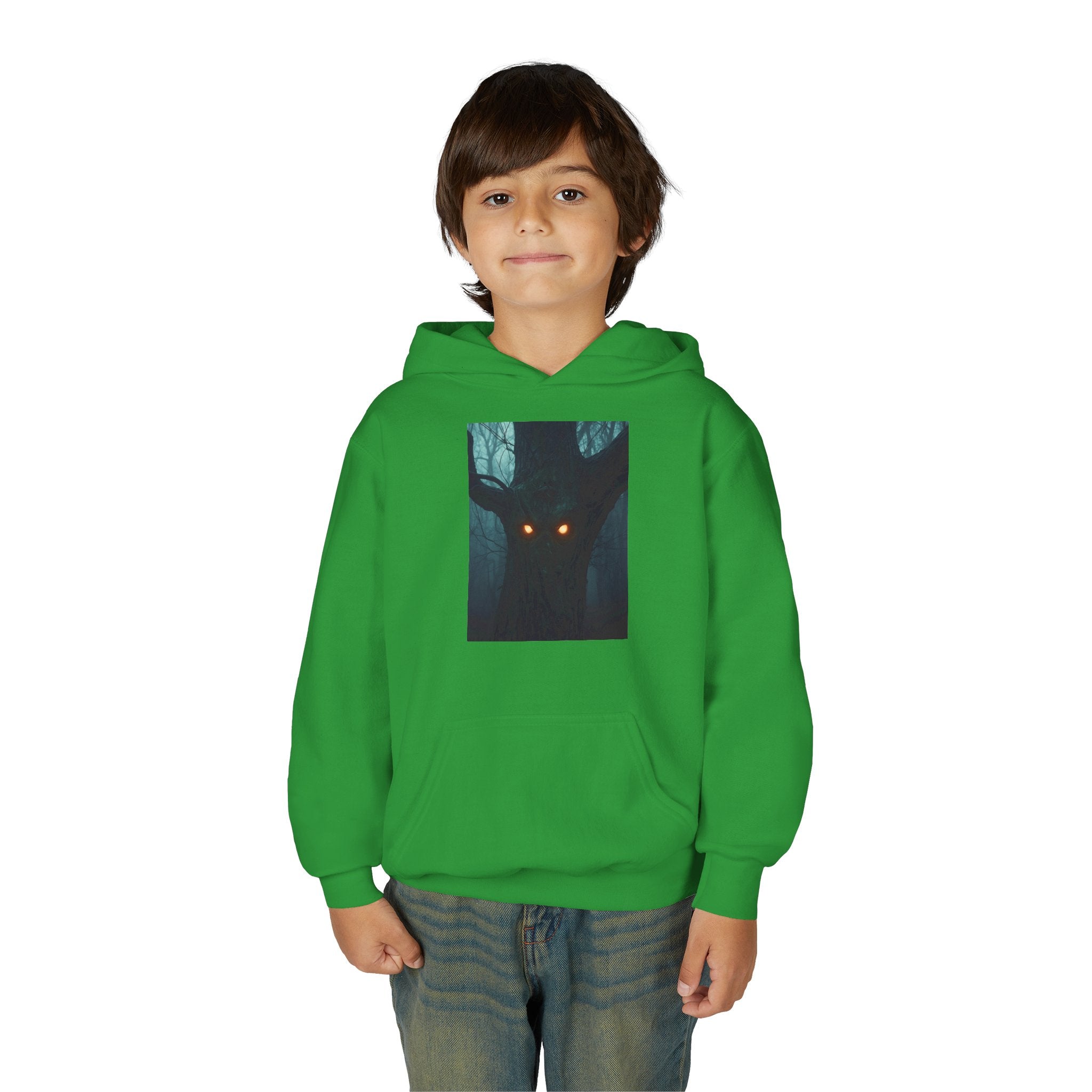 Spooky Forest Hoodie for Teens, Youth Sweatshirt for Halloween, Cozy Fall Layer, Gift for Nature Lovers, Scary Movie Night