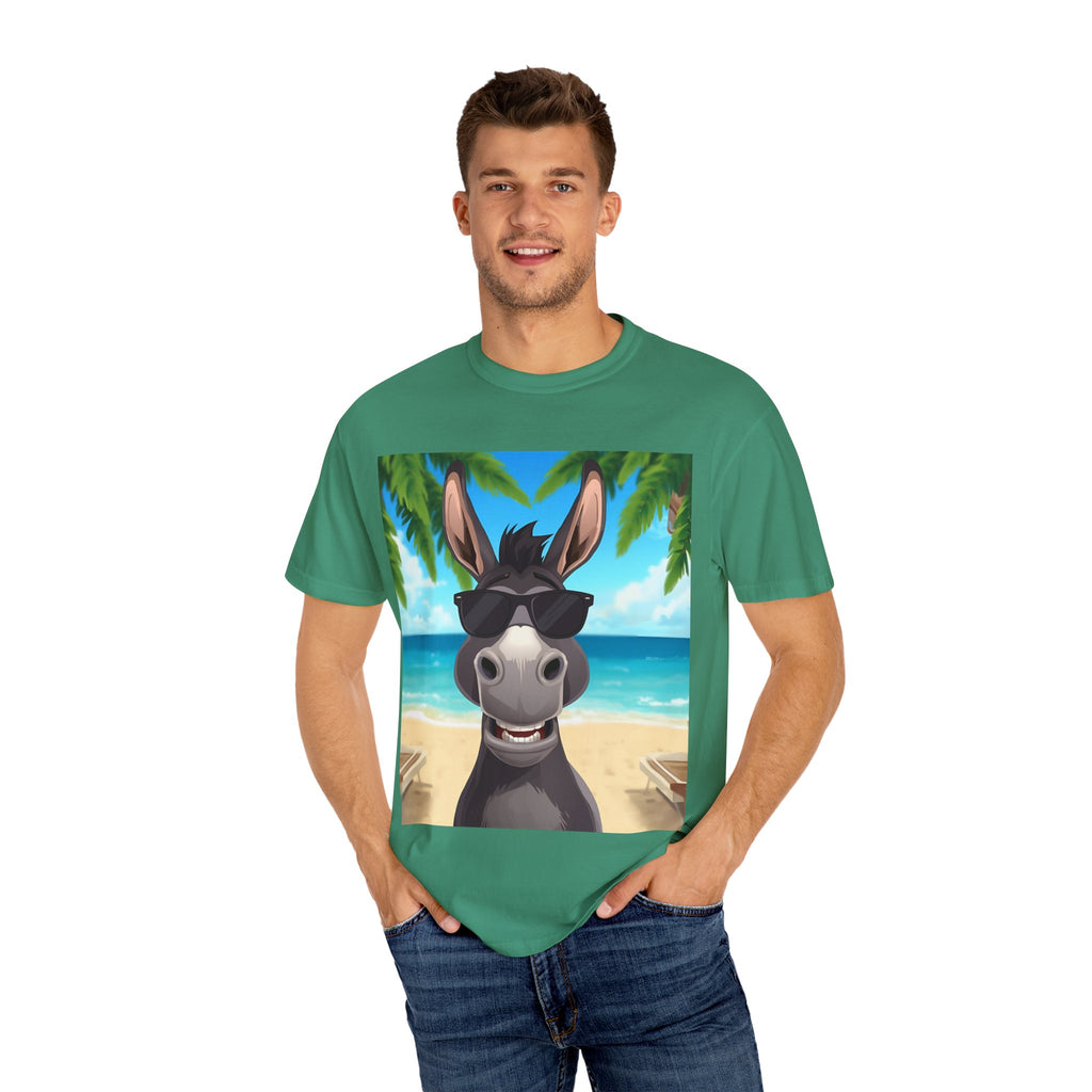 Chill Donkey Sunset T-Shirt, Unisex Summer Tee, Casual Beachwear, Gift for Animal Lovers, Fun Vacation Shirt
