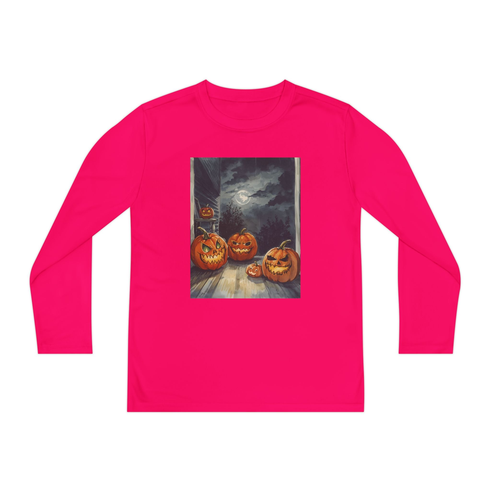 Halloween Pumpkin Spooky Youth Long Sleeve Competitor Tee