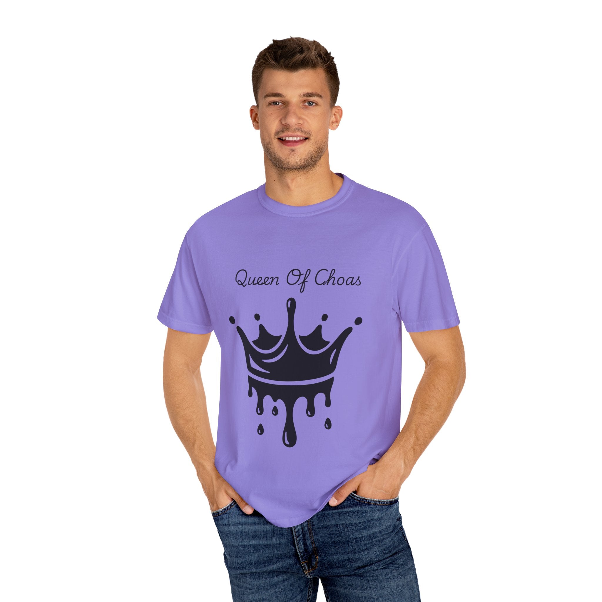 Queen of Chaos T-Shirt, Unisex Garment-Dyed Tee, Fun Casual Wear, Unique Gift Idea, Perfect for Celebrations