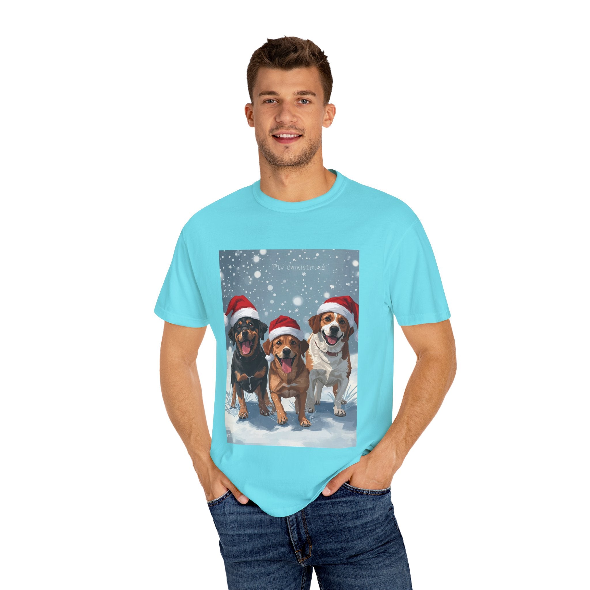 Cute Festive Christmas Dog Lover T-Shirt, Cute Holiday Shirt, Unisex Christmas Apparel, Gift for Pet Owners, Winter Celebration Tee