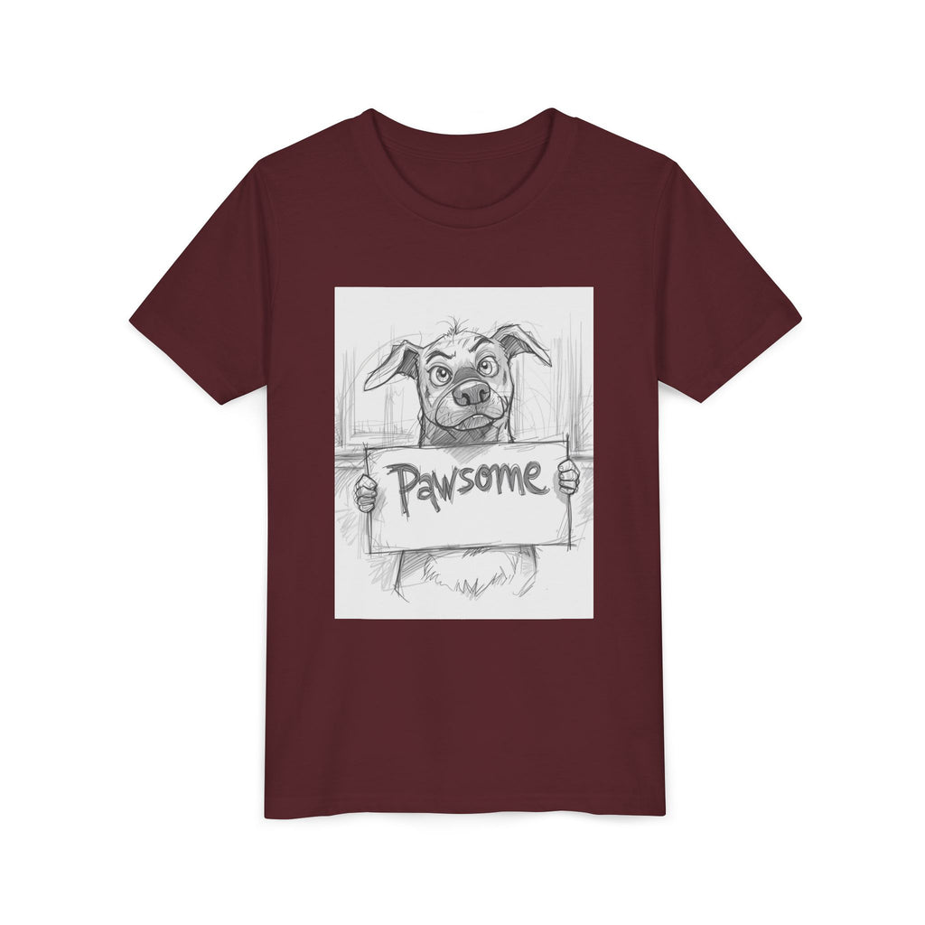 Pawsome Youth Tee - Adorable Dog Design, Gift for Animal Lovers, Birthday, Back to School, Fun Pet Shirt, Kids' Fashion