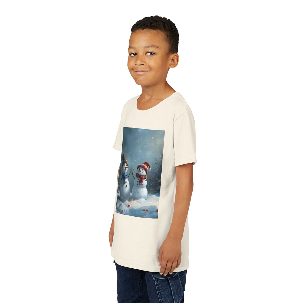Youth Christmas Snowman Tee, Winter T-Shirt, Christmas Gift, Holiday Apparel, Kids Winter Wear, Cute Snowman Design