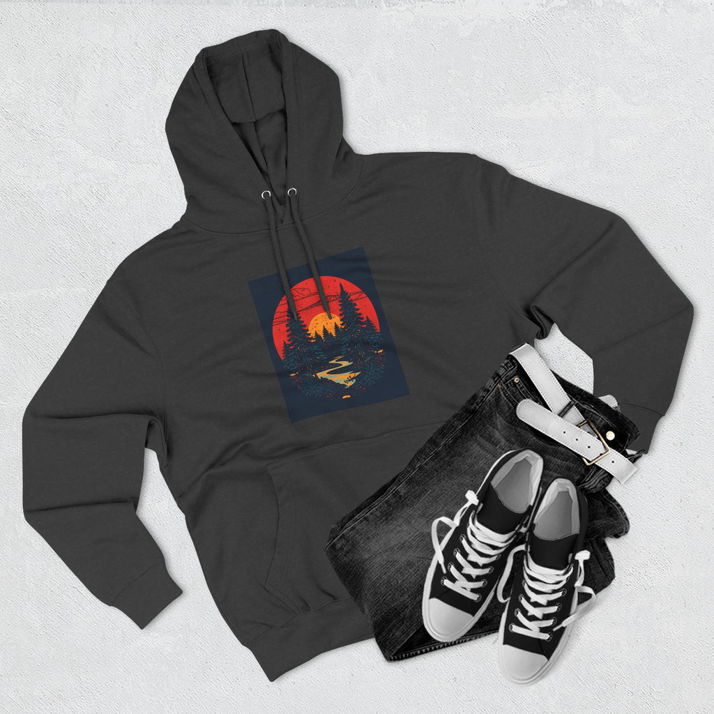 Cozy Nature Sunset Hoodie, Graphic Fleece Sweatshirt, Outdoor Apparel, Fall Fashion, Gift for Nature Lovers, Winter Wear