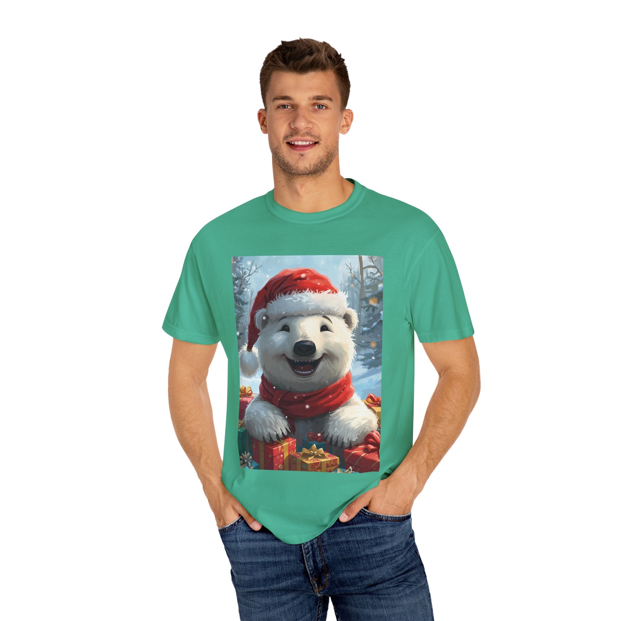 Christmas Polar Bear T-shirt, Holiday Tee, Unisex Gift Shirt, Winter Apparel, Cute Animal T-shirt