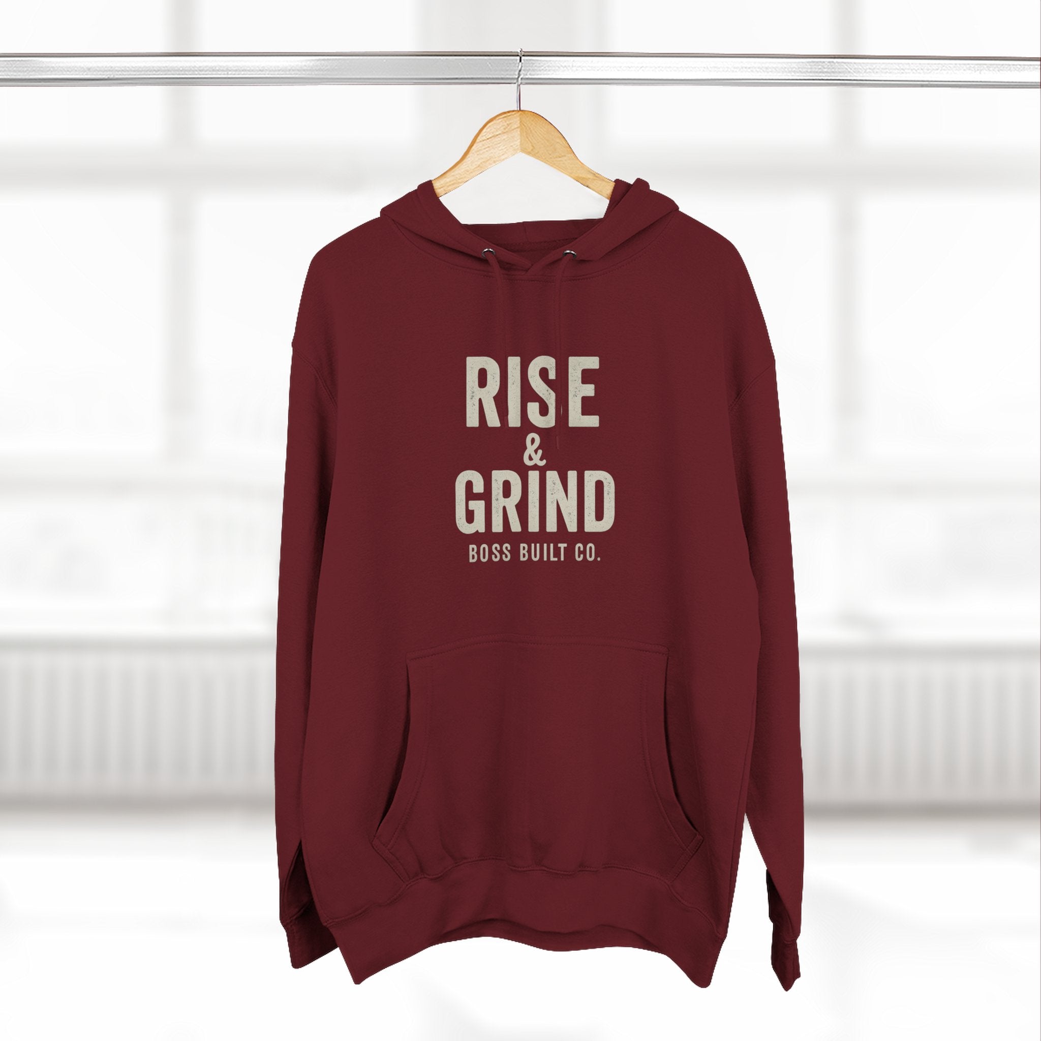 Boss Built Co Rise & Grind Hoodie — Motivational Fleece Pullover for Hustle Mindset