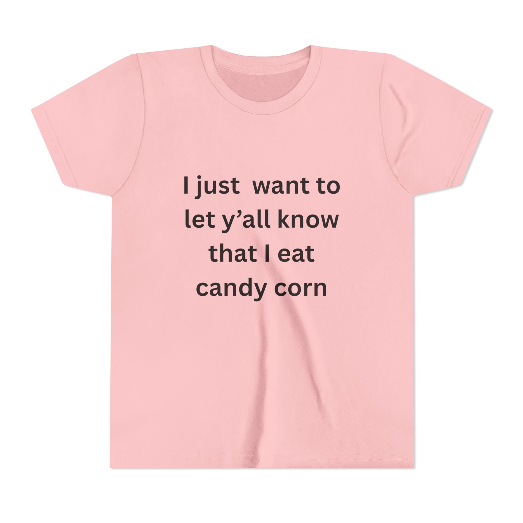 I Eat Candy Corn Youth Candy Corn Tee, Fun Halloween Shirt, Cute Short Sleeve Tee, Youth Graphic Top, Fall Celebration Apparel, Trick or Treat Shirt