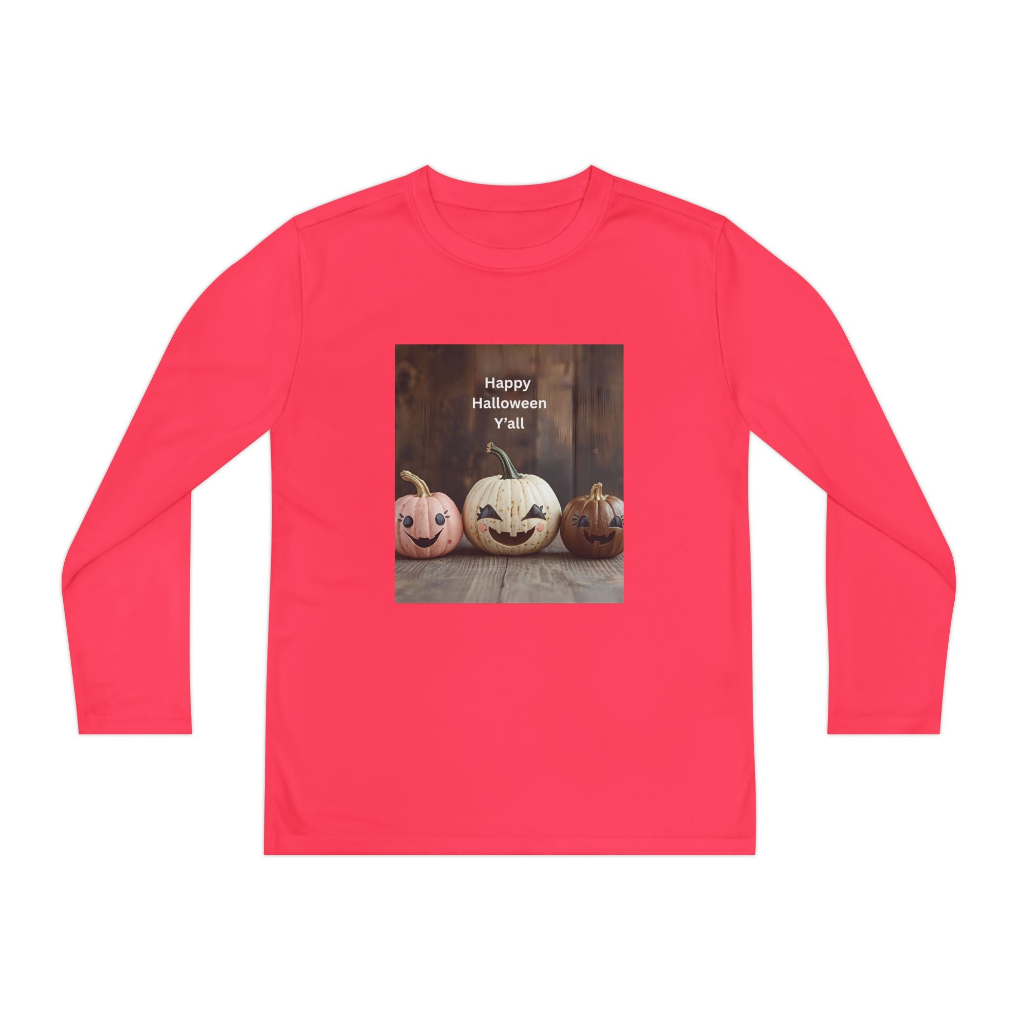 Happy Halloween Youth Long Sleeve Tee, Spooky Kids Top, Fall Costume Shirt, Trick or Treat Apparel, Pumpkin Graphic Tee