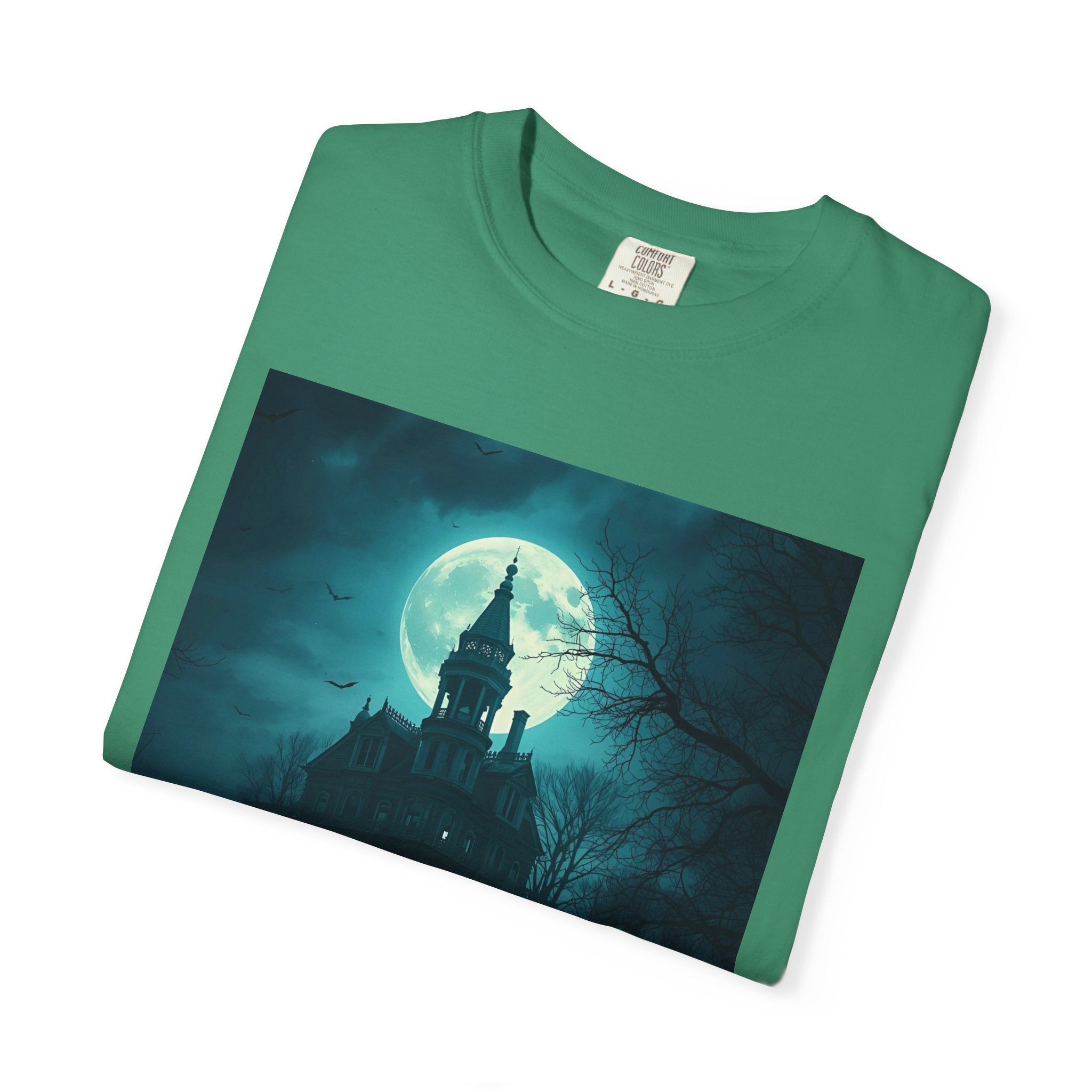 Haunted Moonlit Castle Unisex T-shirt, Gothic Tee, Halloween Apparel, Vintage Style Shirt, Alternative Fashion, Spooky Gift