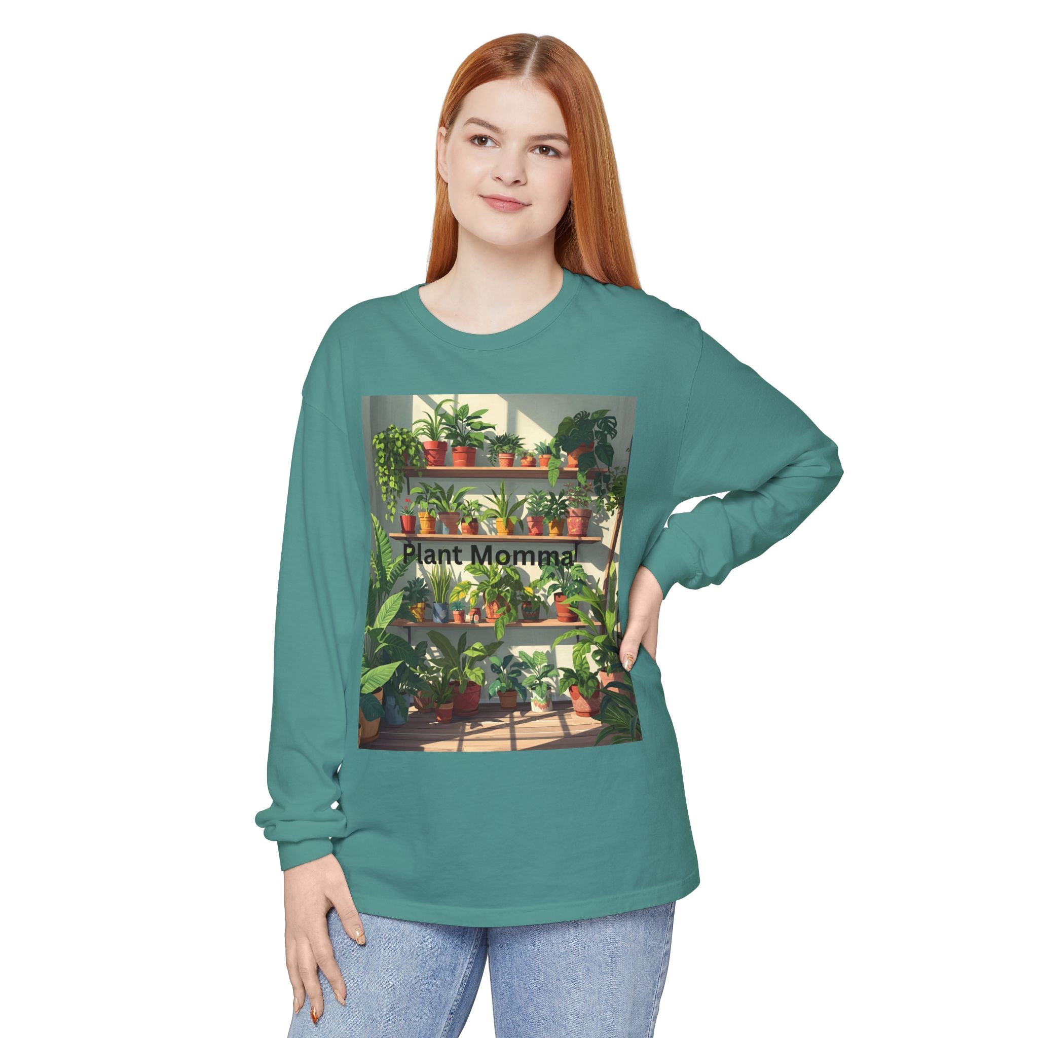 Plant Momma Long Sleeve T-Shirt, Perfect for Plant Lovers, Gardening Gifts, Eco-friendly Fashion, Casual Wear, Spring Celebrations