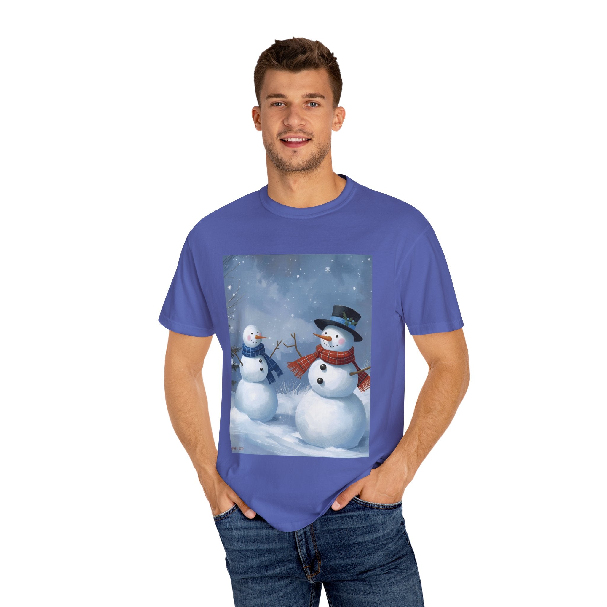 Christmas Snowman Family T-Shirt, Unisex Graphic Tee, Holiday Gift, Winter Apparel, Cozy Casual Wear, Christmas T-Shirt