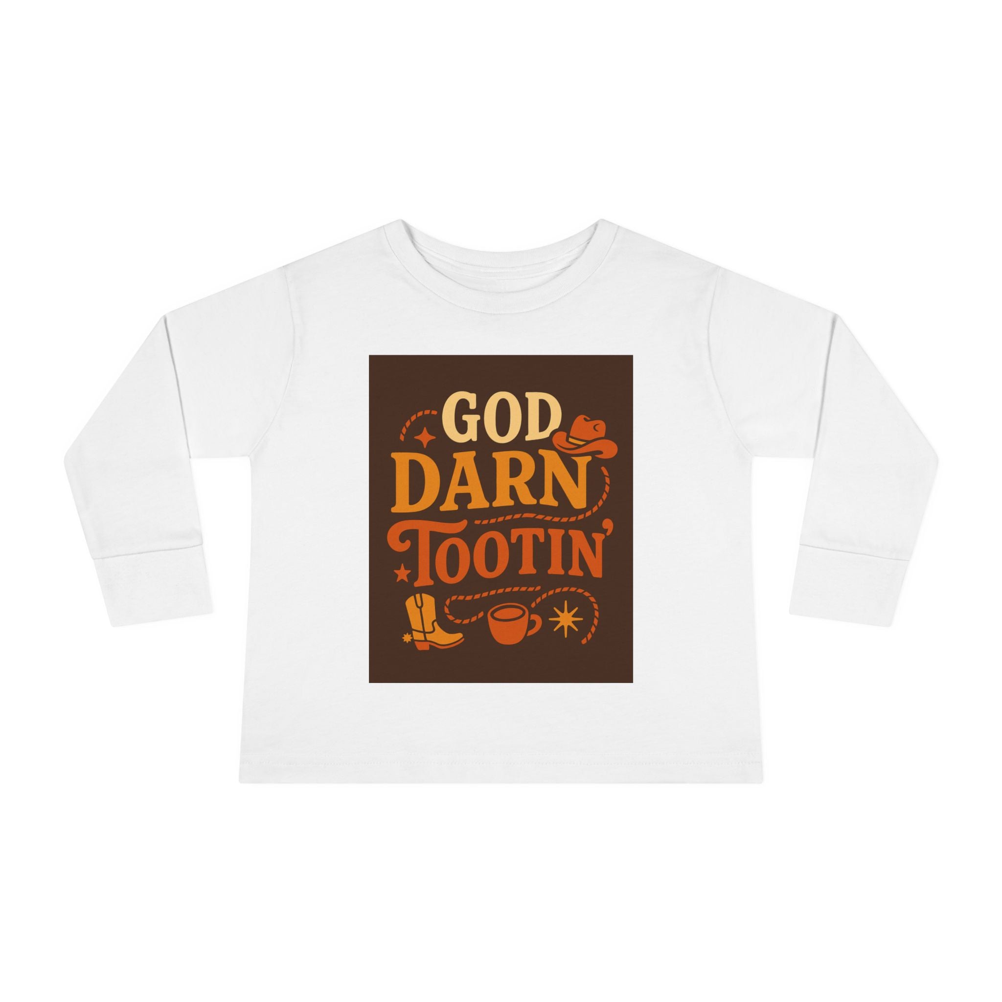 God Darn Tootin Toddler Long Sleeve Tee with Fun Western Print - Perfect for Kids, Gifts, Birthdays, Family Outings, or Playdates