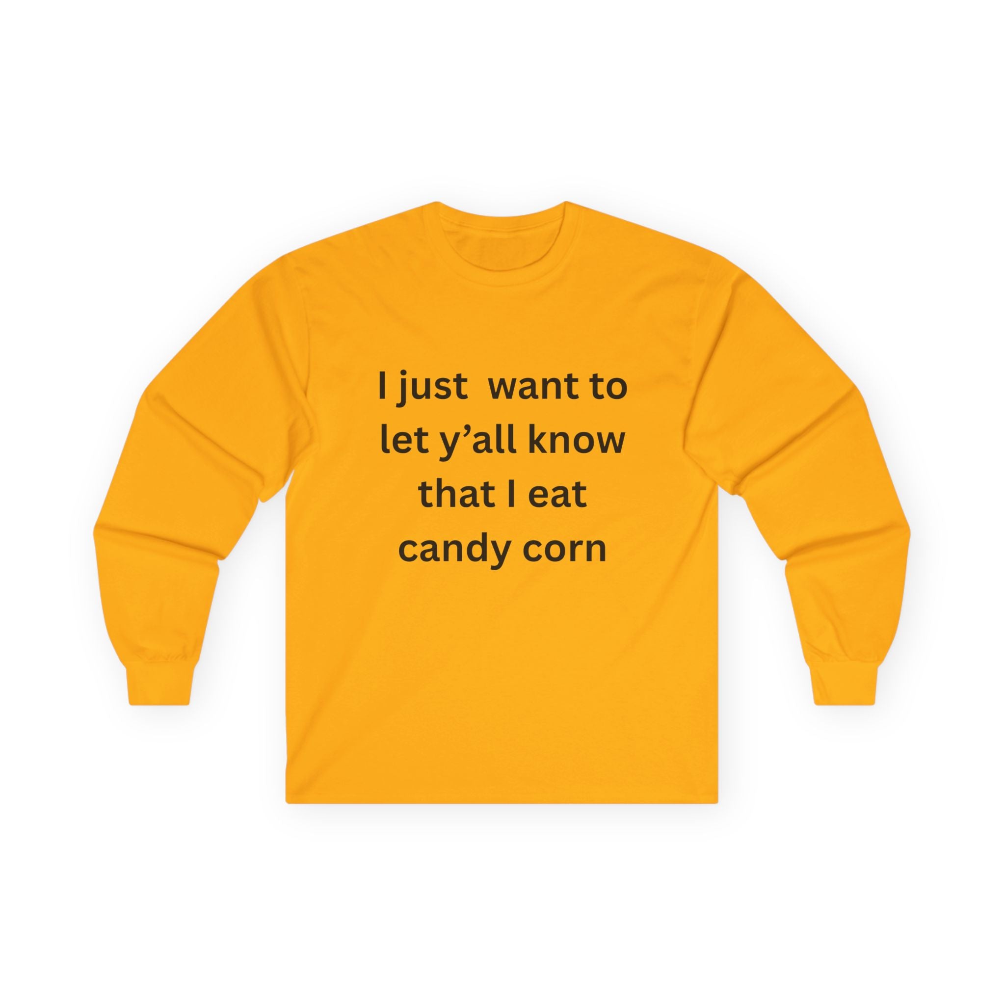 I Eat Candy Corn Funny Halloween Long Sleeve Tee, Unisex Candy Corn Shirt, Fall Outfit, Halloween Party Top, Gift for Food Lovers, Autumn Apparel