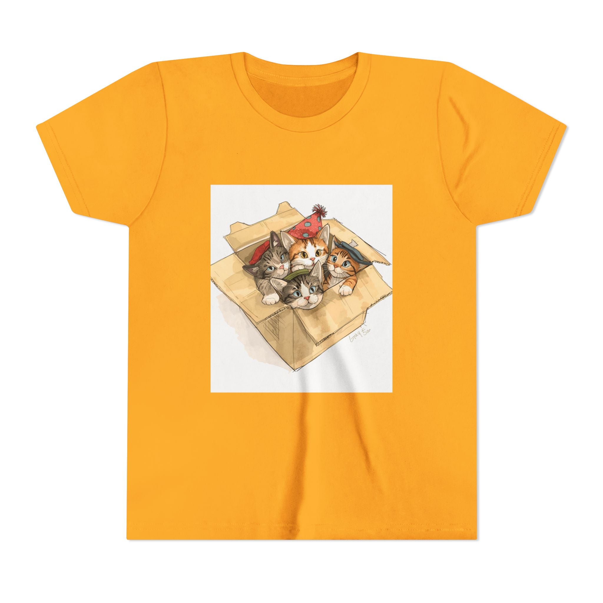 Cute Kittens In Box Youth Short Sleeve Tee