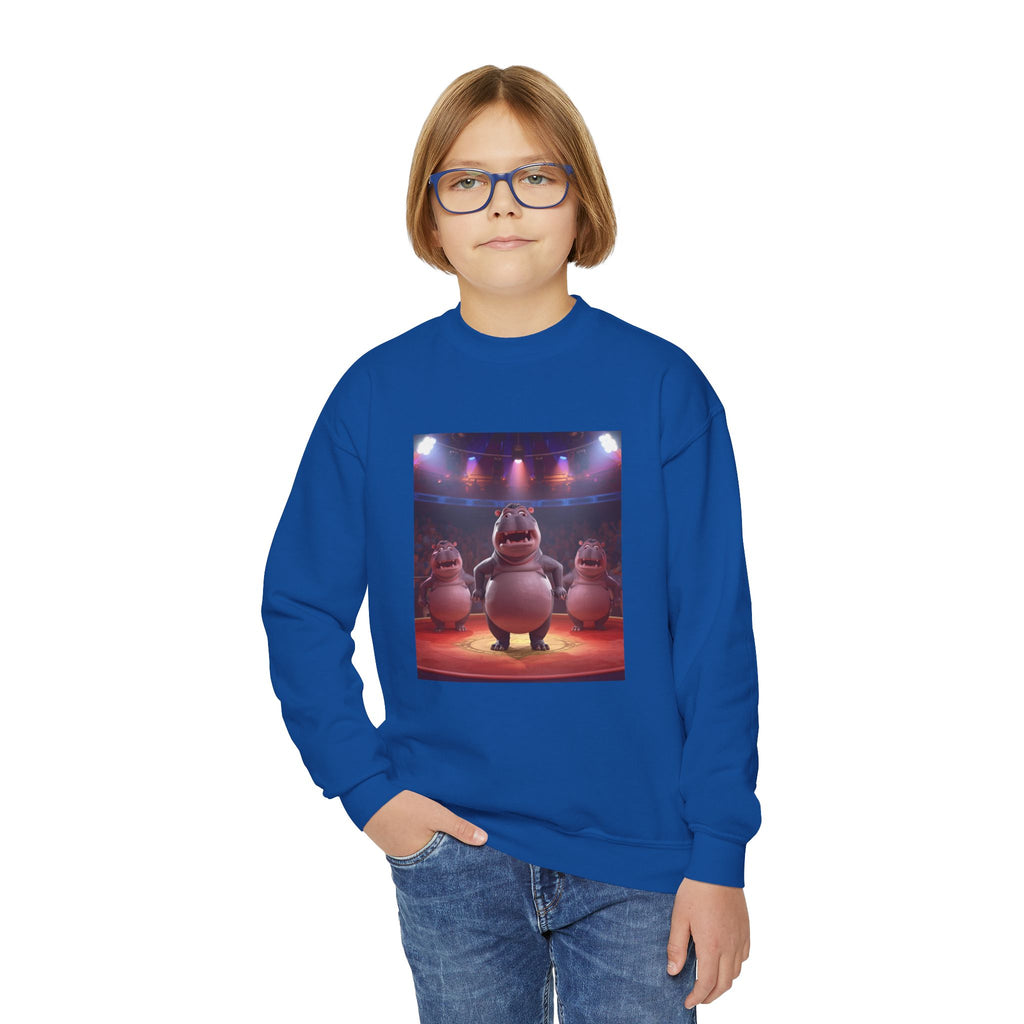 Hippo Funny Youth Crewneck Sweatshirt