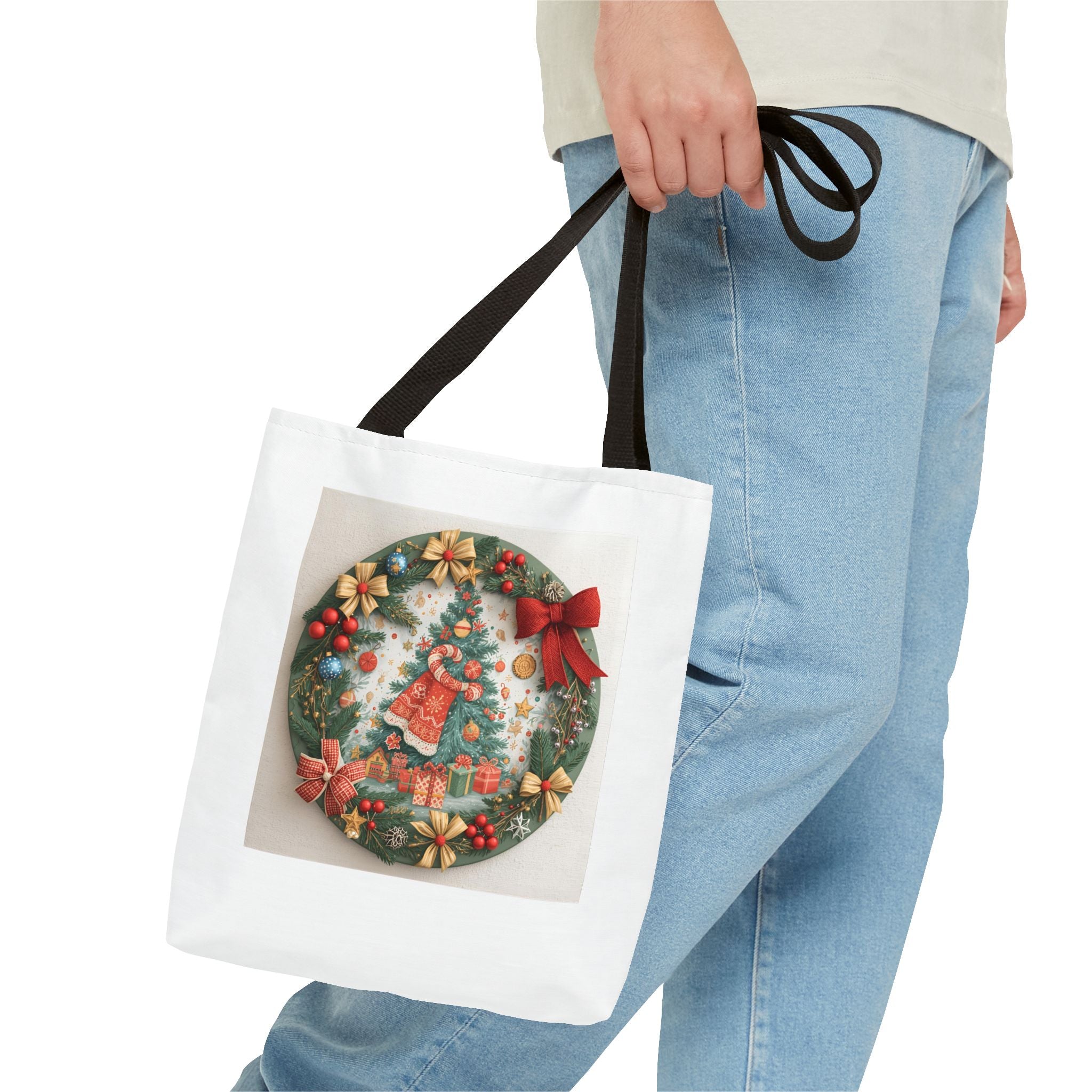 Christmas Tote Bag, Festive Holiday Bag, AOP Design, Gift Bag for Her, Reusable Shopping Tote