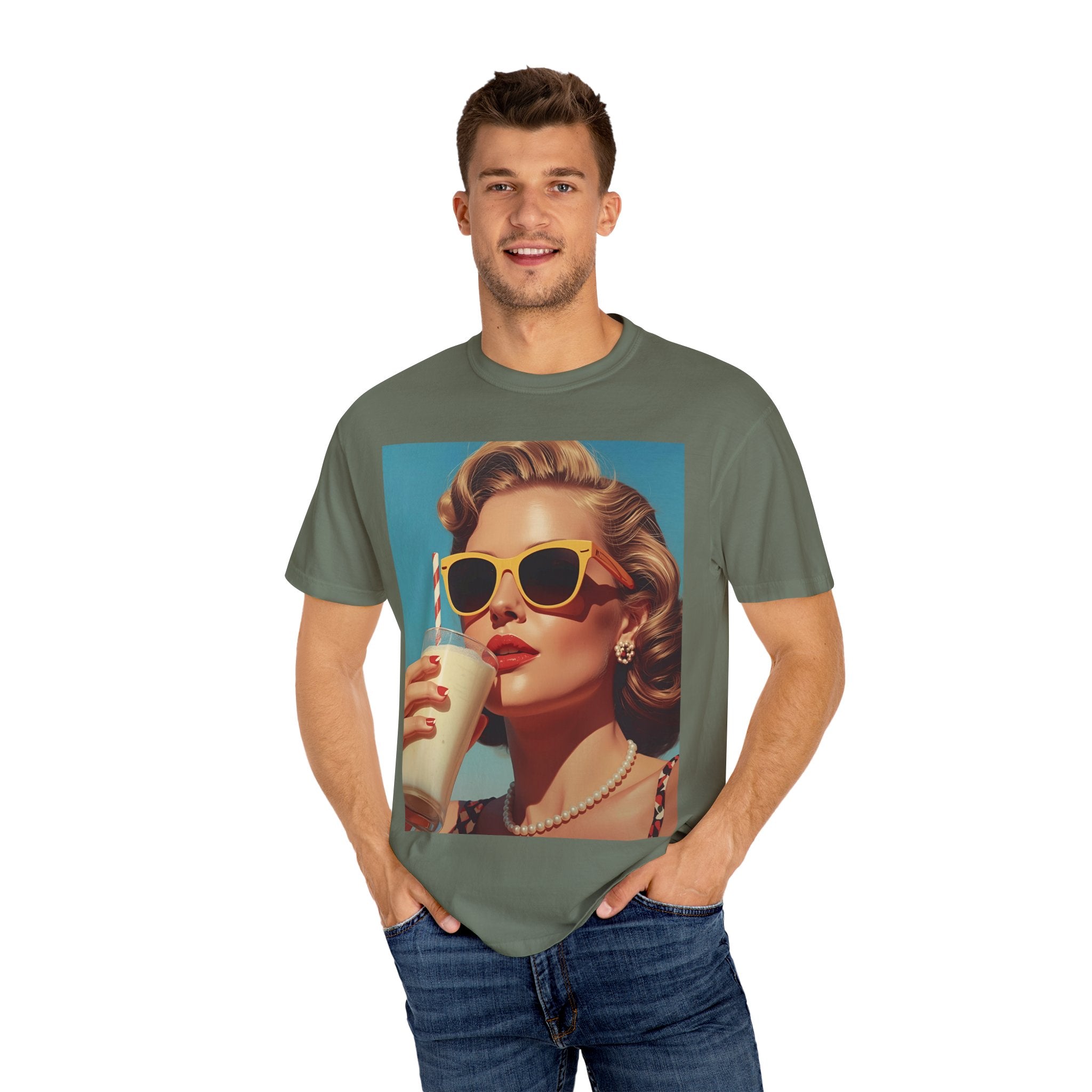Retro Pop Art Summer Vibe T-shirt | Unisex Garment-Dyed Tee, Vintage Style Shirt, Trendy Summer Wear, Perfect Gift for Her, Casual Everyday Top