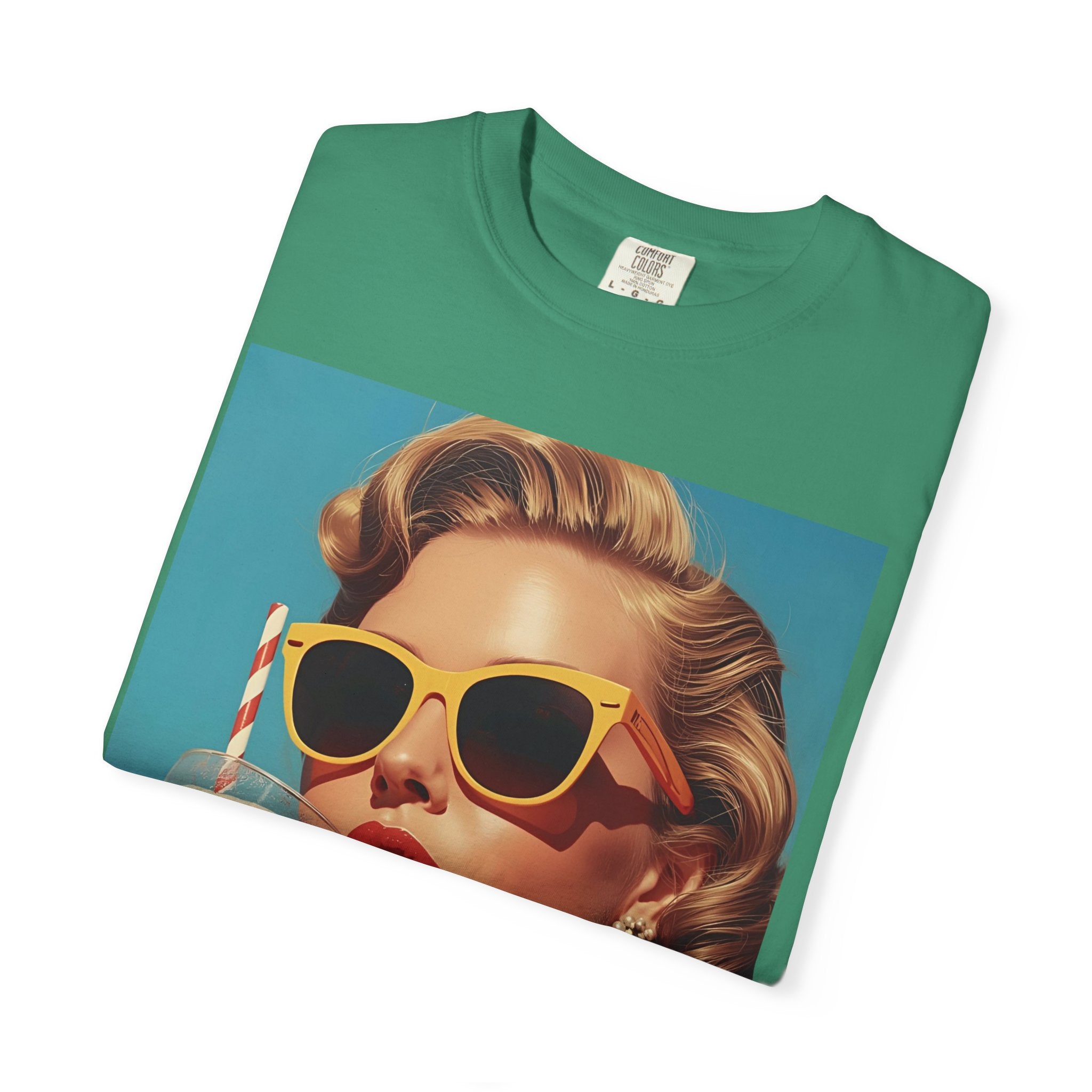 Retro Pop Art Summer Vibe T-shirt | Unisex Garment-Dyed Tee, Vintage Style Shirt, Trendy Summer Wear, Perfect Gift for Her, Casual Everyday Top