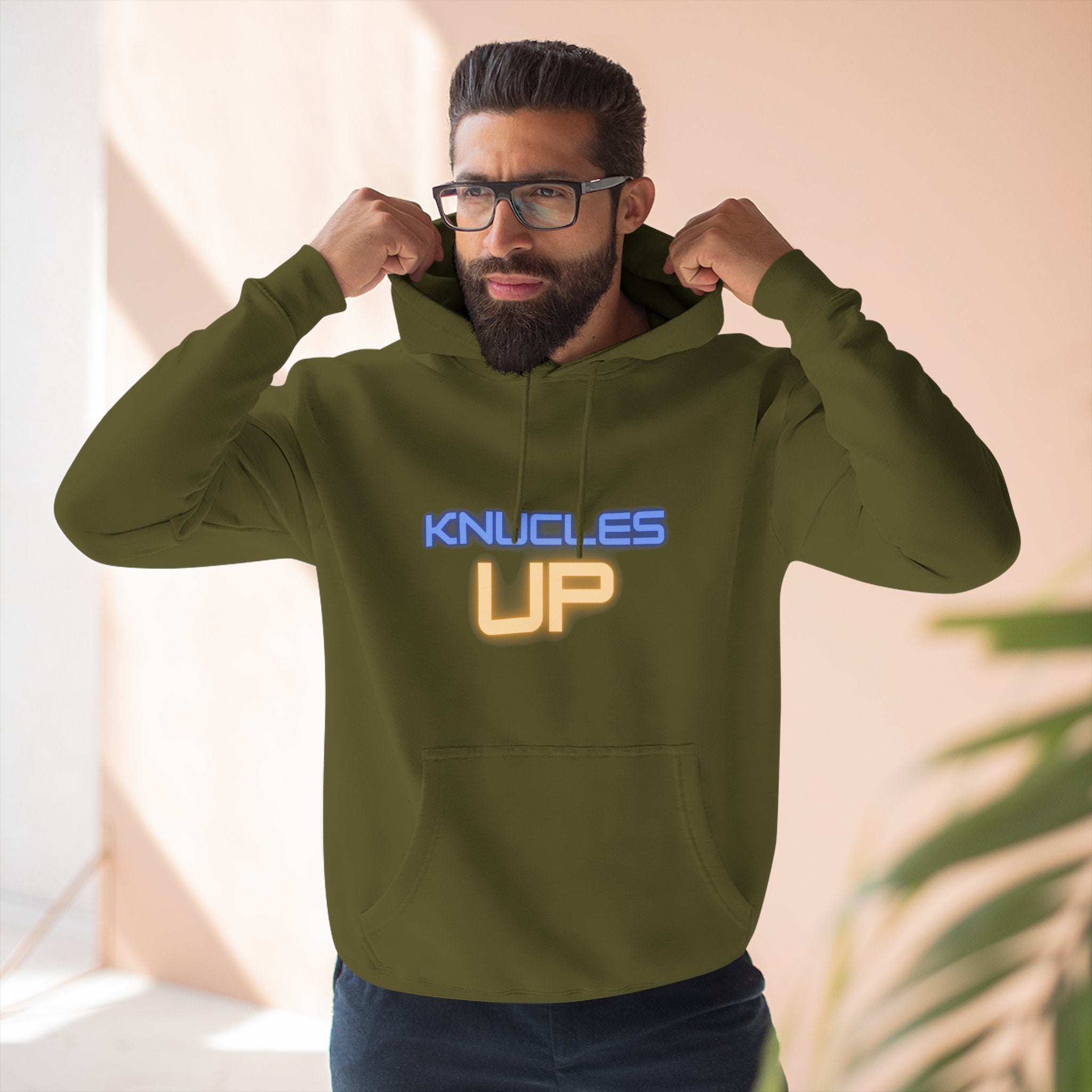 Knuckles Up Fleece Hoodie - Cozy Streetwear for Everyday Adventure, Gift for Him, Her, Cool Casual Attire, Relaxed Vibe