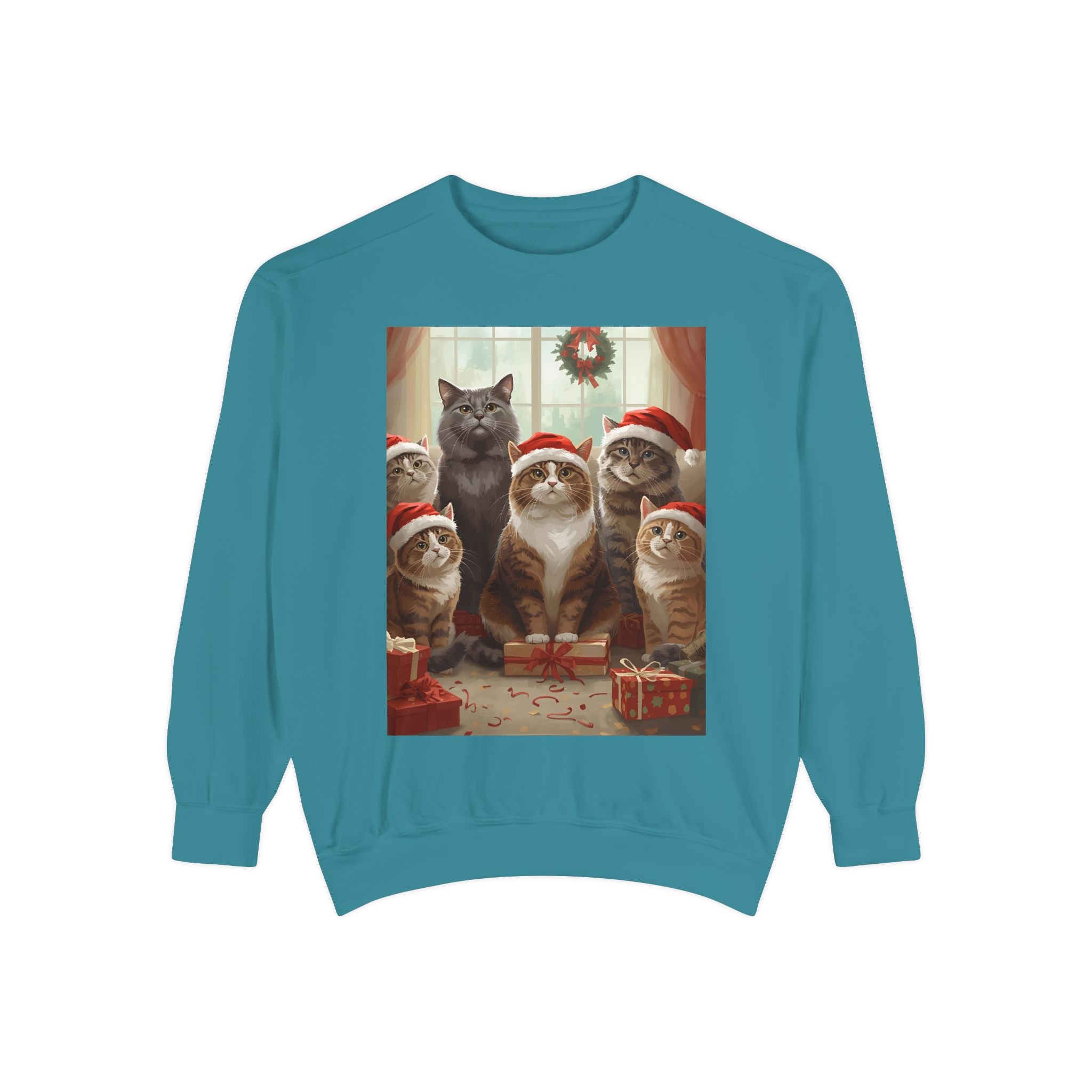 Cozy Holiday Cat Sweatshirt, Festive Sweatshirt for Cat Lovers, Christmas Gift for Pet Owners, Cute Cat Apparel, Winter Wardrobe Essential