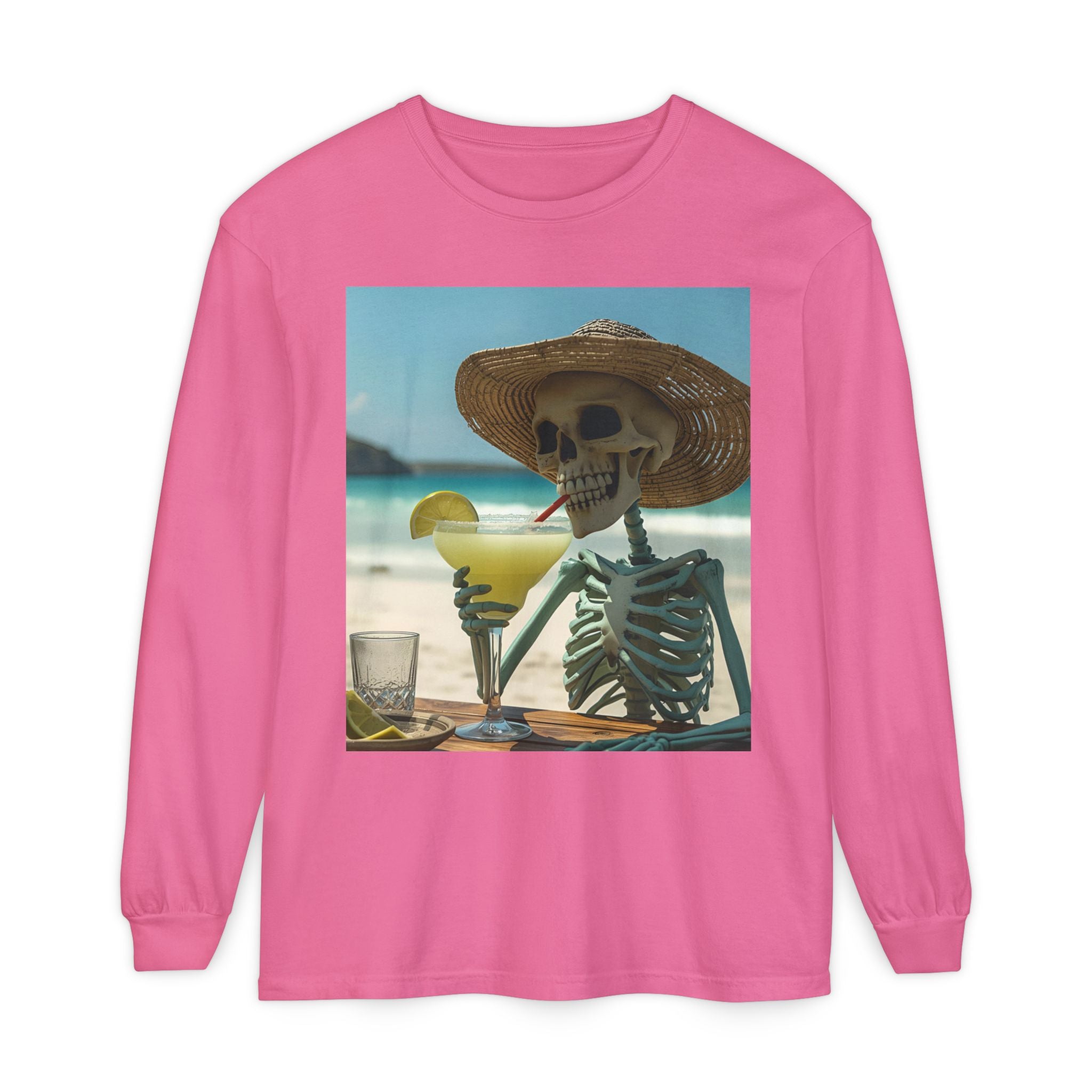 Chill Vibes Skeleton Unisex Garment-dyed Long Sleeve T-Shirt