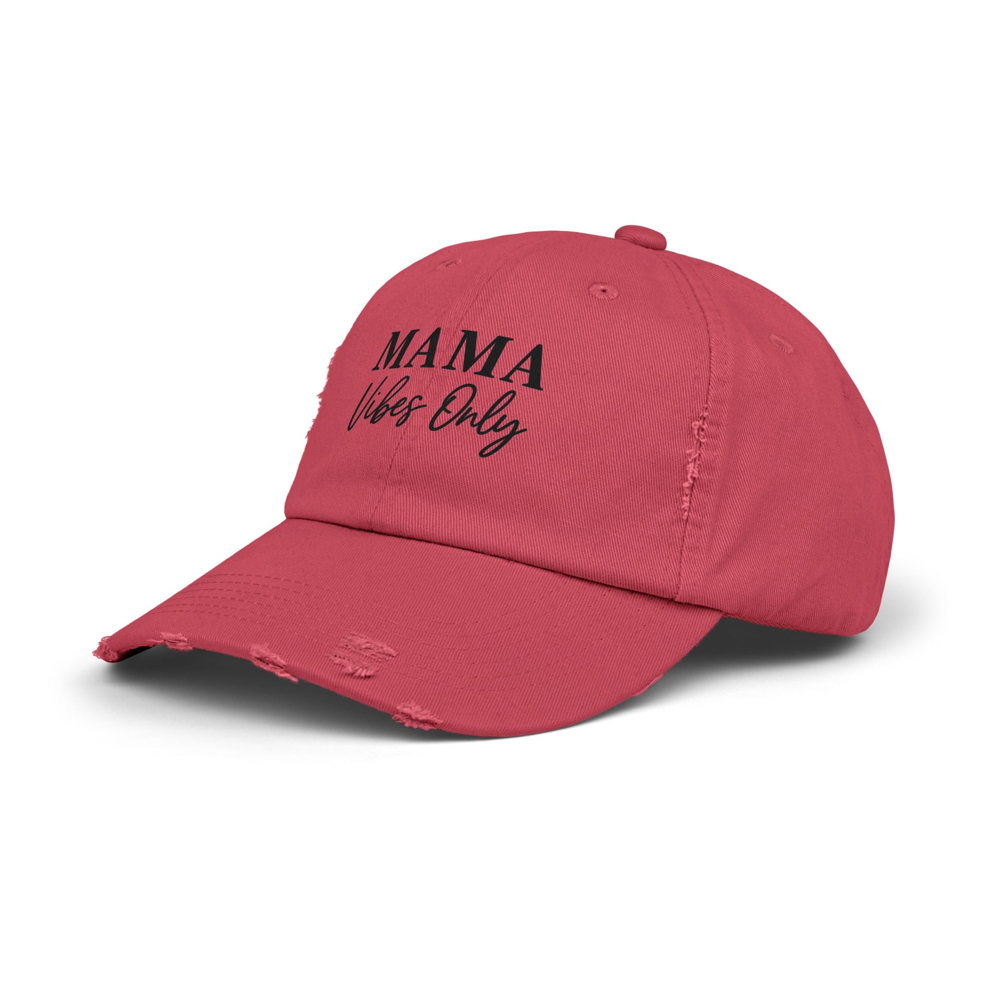 Mama Mode Mama Vibes Only Distressed Baseball Cap — Casual Motherhood Hat