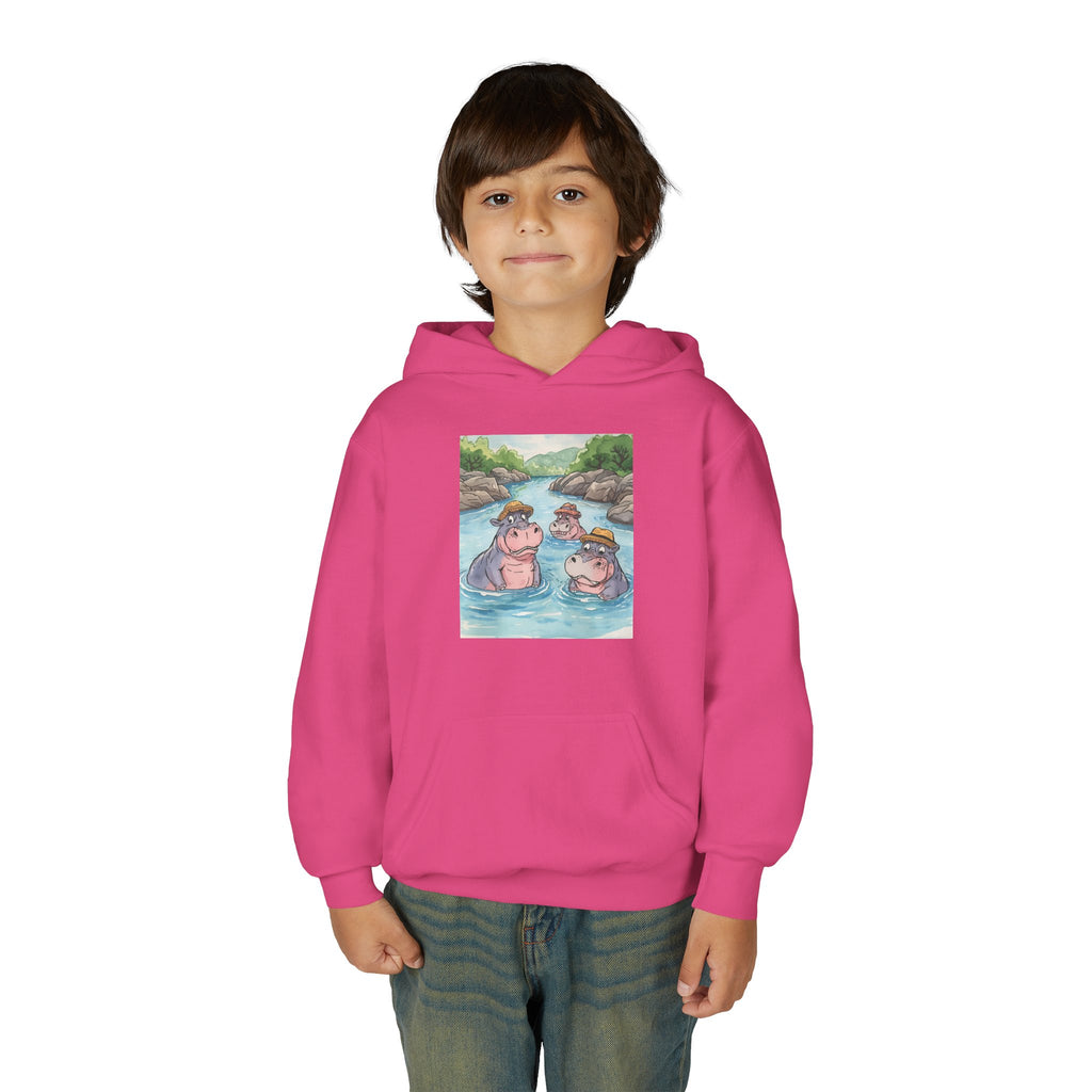Hippo Cute Youth Heavy Blend Hooded Sweatshirt