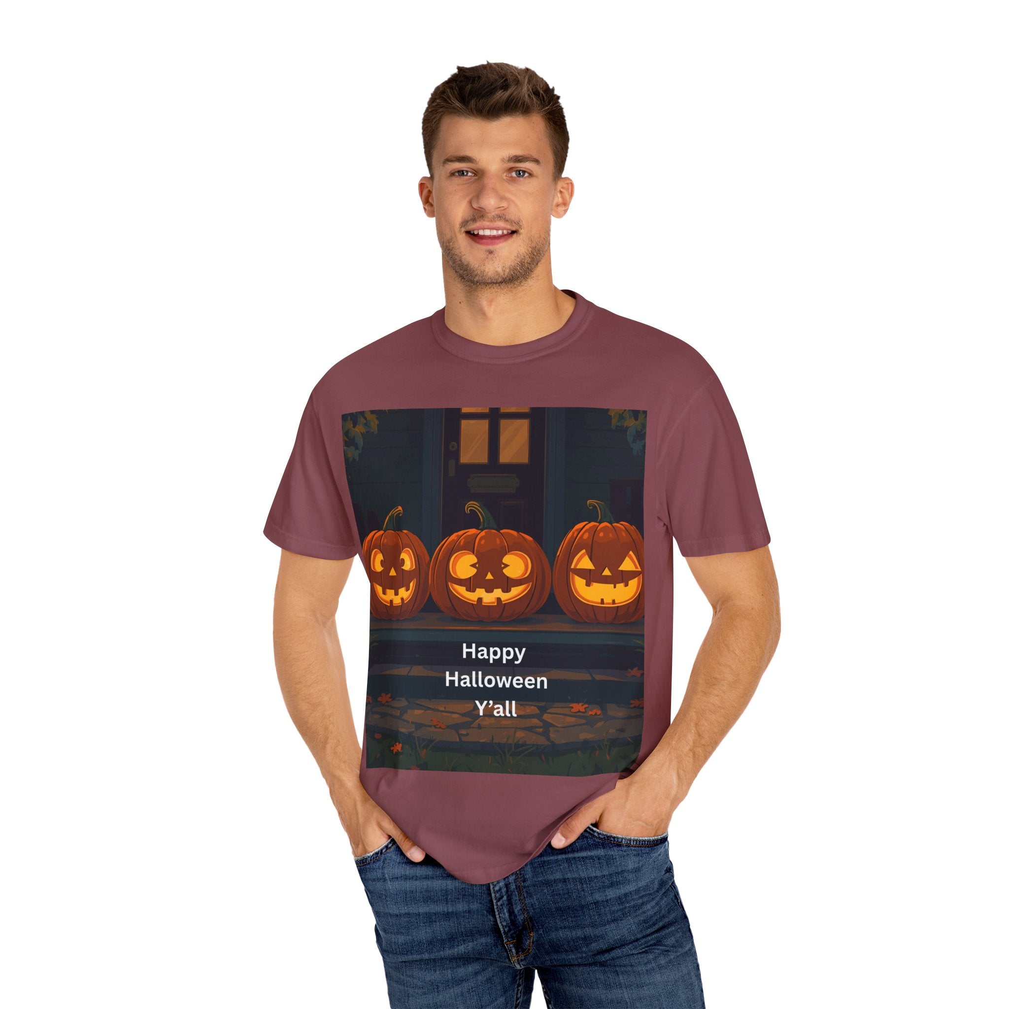 Happy Halloween Pumpkin Unisex T-shirt, Spooky Season Tee, Fall Festival Shirt, Pumpkin Graphic Top, Halloween Gift for Him/Her