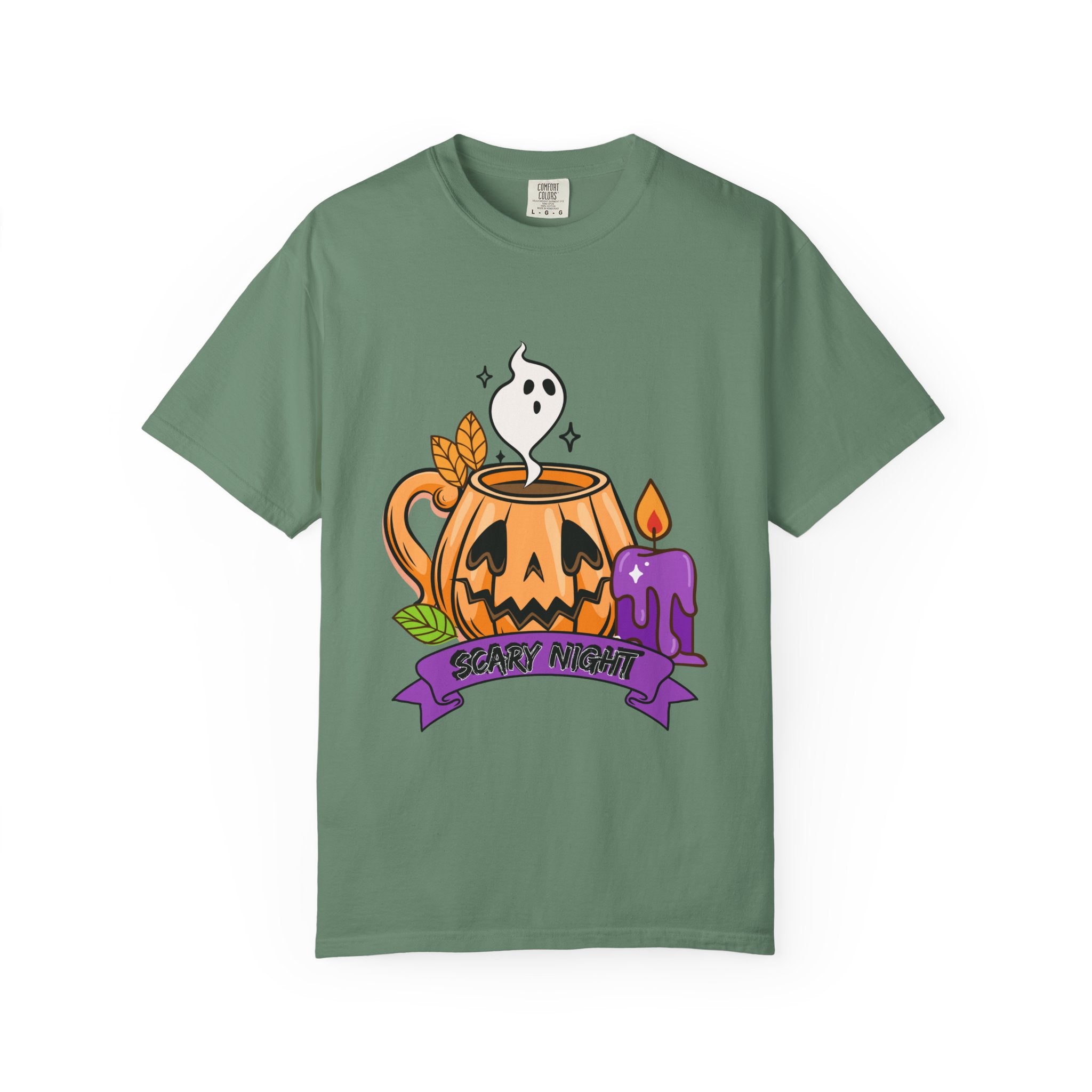Halloween Themed Cute Pumpkin In Cup T-shirt, Scary Night Design, Unisex Top, Fall Fashion, Spooky Gift, Autumn Celebration Tee