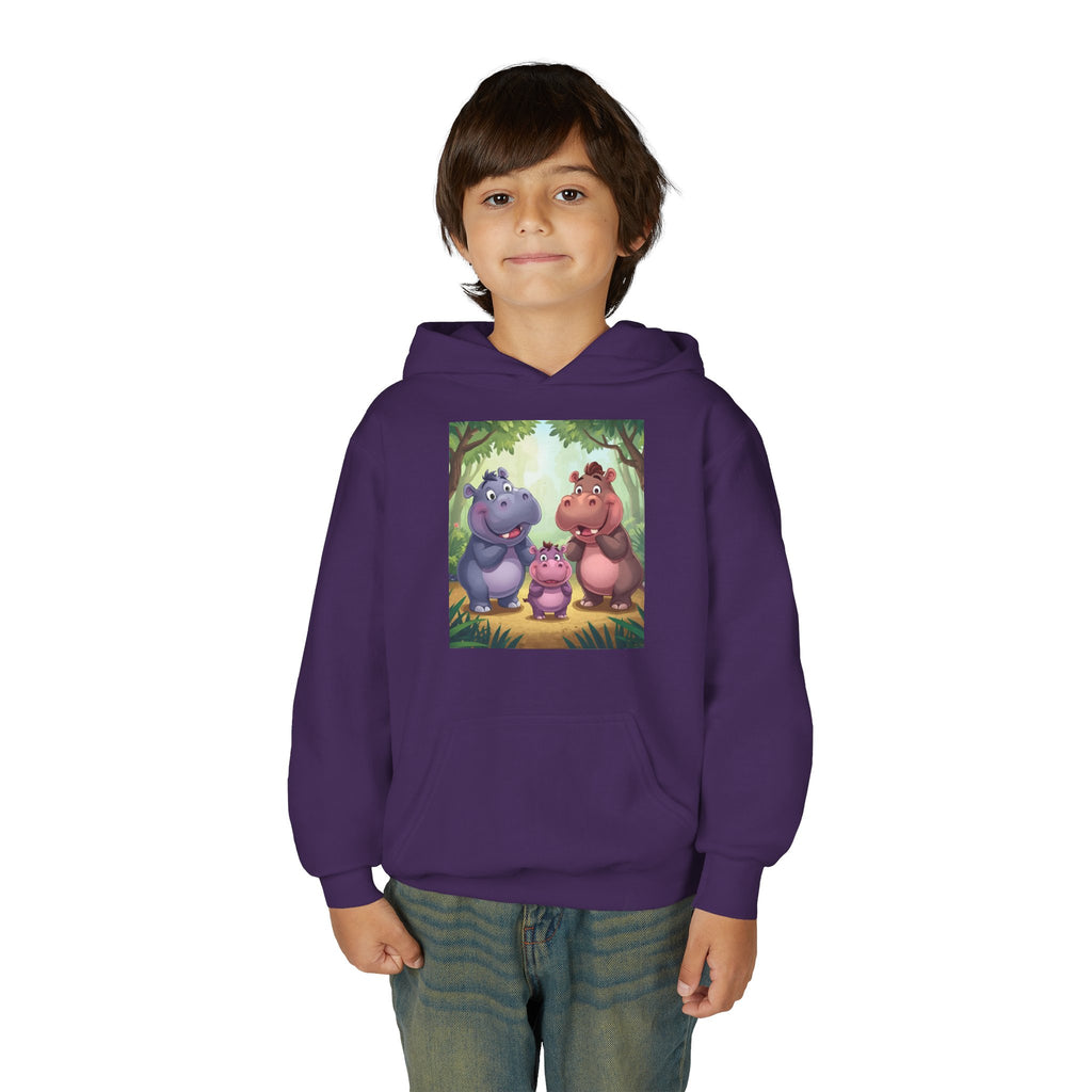 Hippo Cute Youth Heavy Blend Hooded Sweatshirt