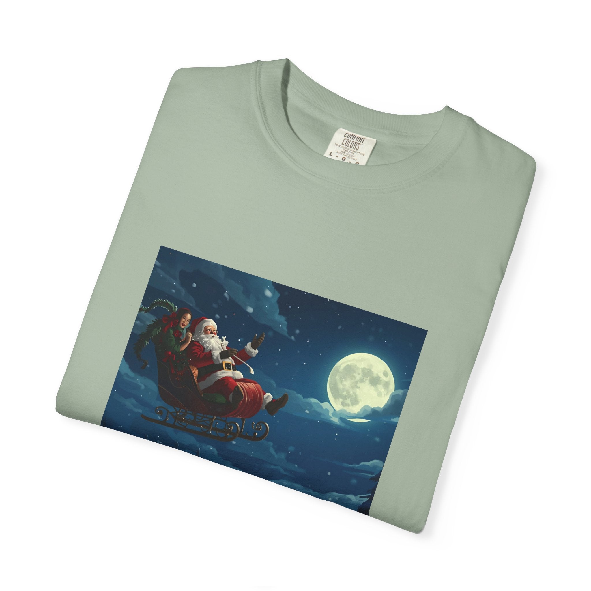 Christmas Santa Sleigh Unisex Garment-Dyed T-shirt