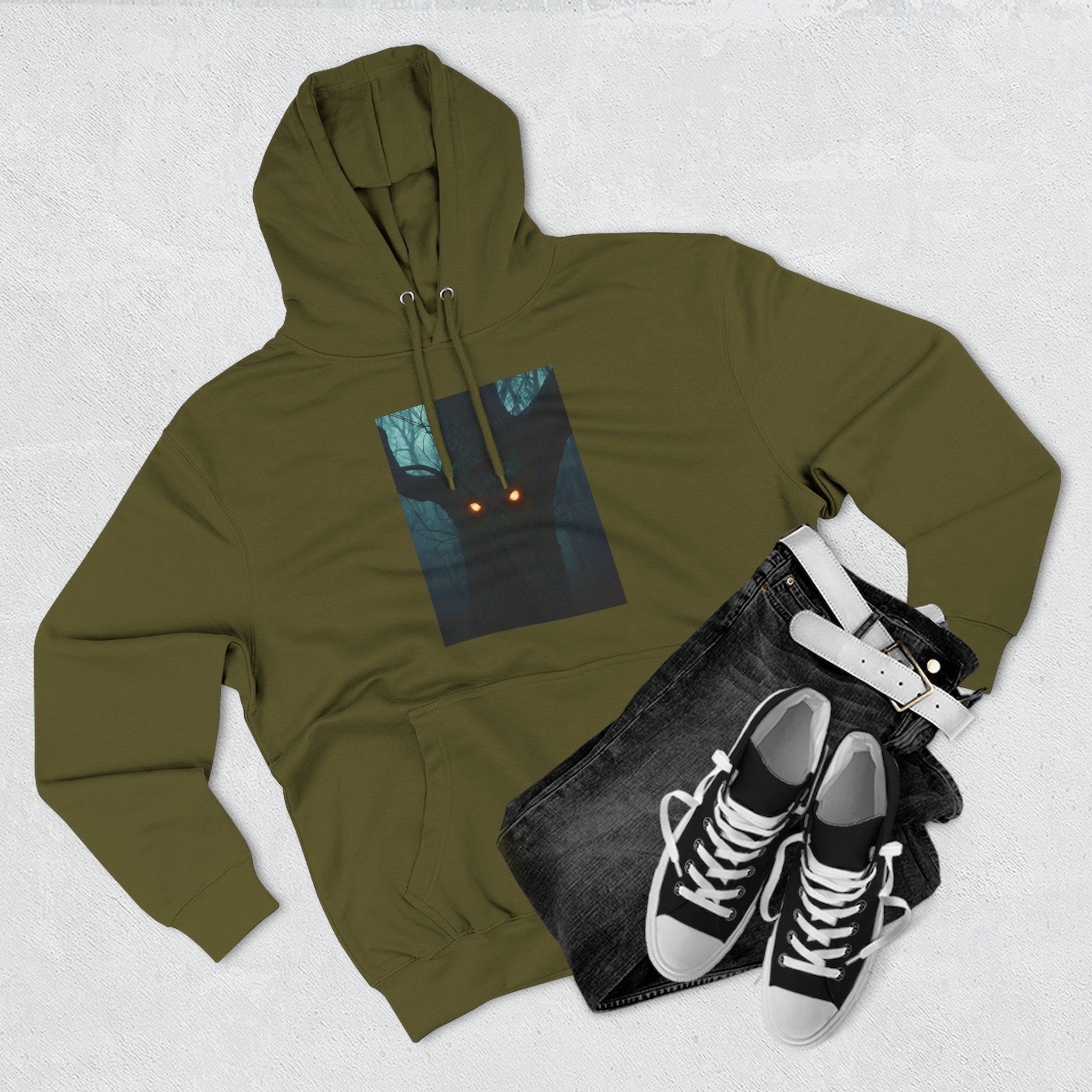 Chilling Nighttime Hoodie, Cozy Fleece Sweatshirt, Outdoor Adventure Attire, Perfect for Bonfire Nights, Gifts for Nature Lovers