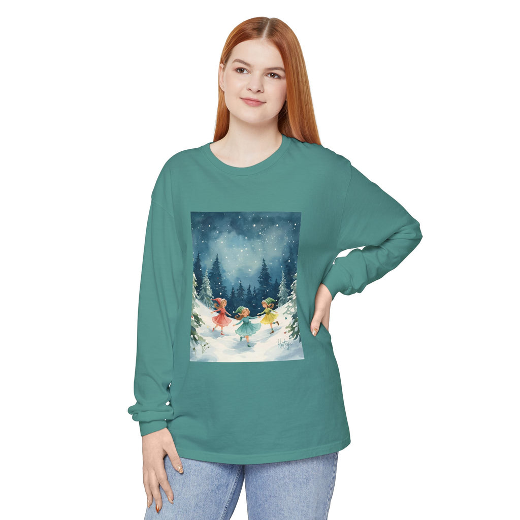 Winter Wonderland Long Sleeve T-Shirt, Cozy Graphic Tee, Perfect for Holidays, Gift for Her, Winter Apparel, Seasonal Fashion