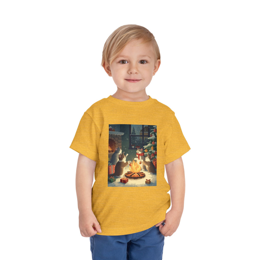 Cute Cat Christmas Festive Toddler Short Sleeve Tee