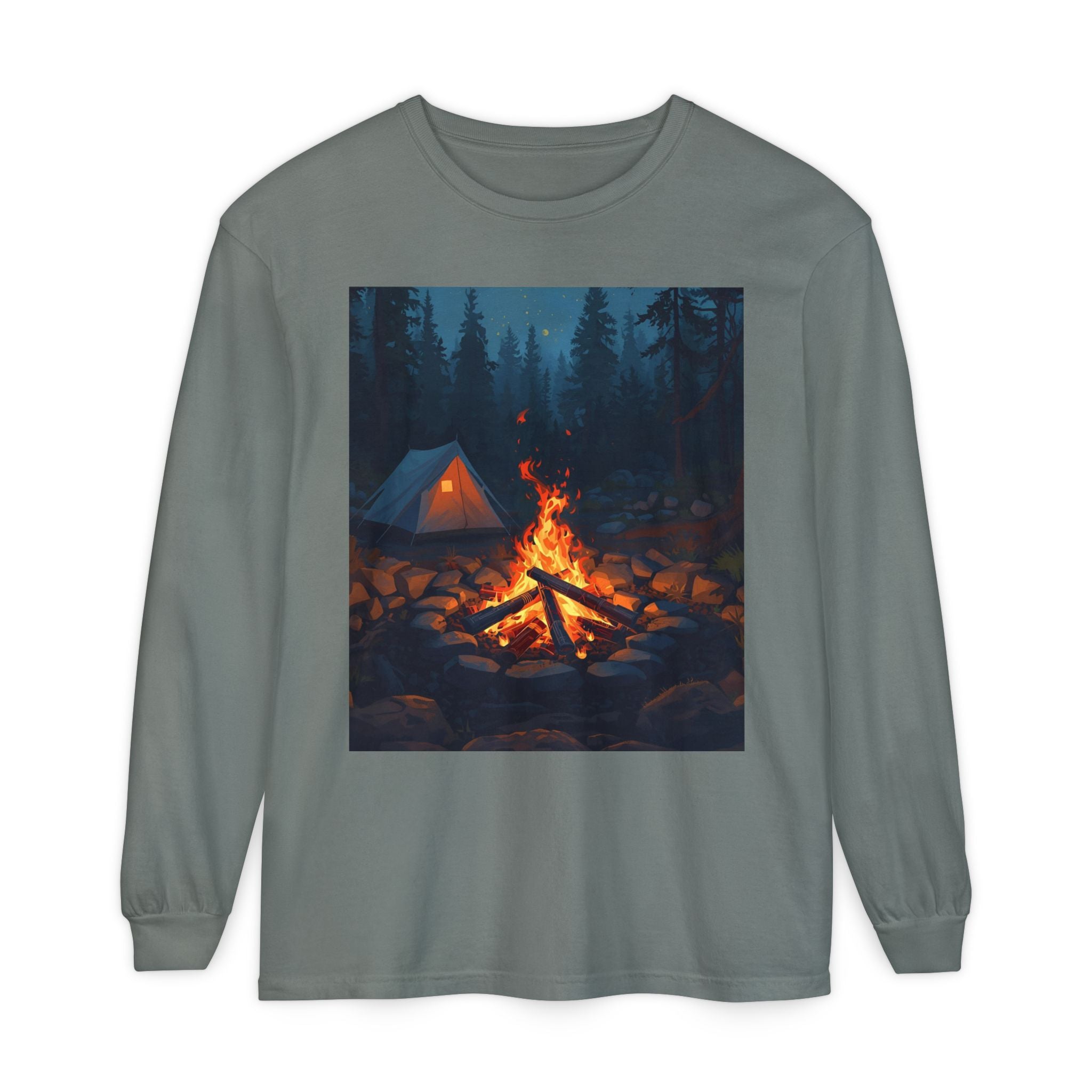 Camping Vibes Long Sleeve T-Shirt | Outdoor Adventure Shirt, Cozy Gift for Campers, Bonfire, Nature Lovers, Unisex Tee
