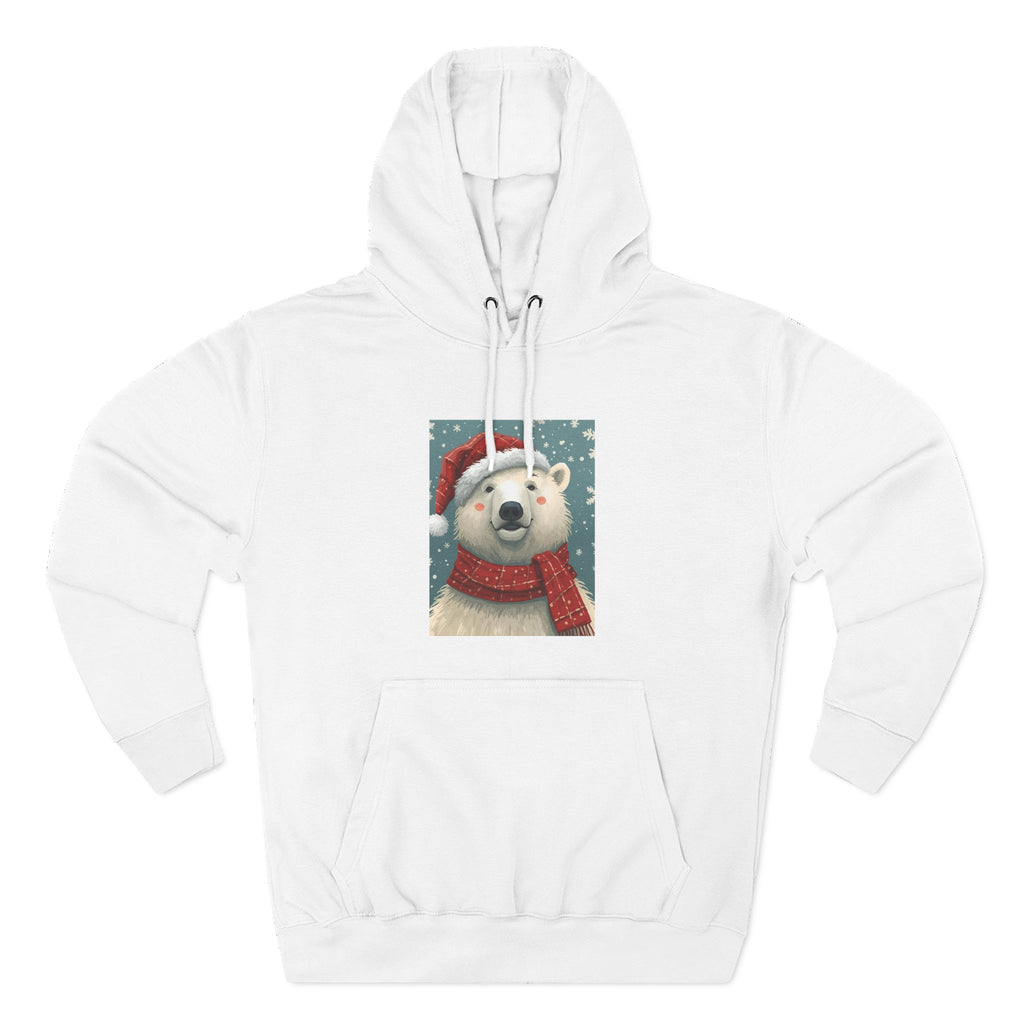 Cozy Polar Bear Holiday Hoodie, Winter Fleece Sweatshirt, Christmas Gift, Cute Animal Hoodie, Festive Apparel, Seasonal Wear