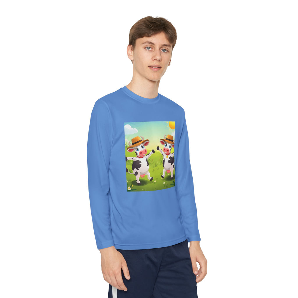 Cute Cows Farm Fun Youth Long Sleeve Competitor Tee