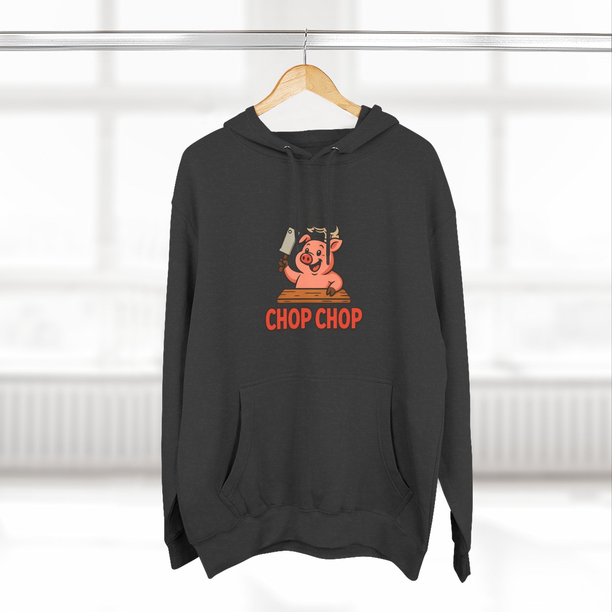Cute Chef Pig Fleece Hoodie, Comfortable Fall Wear, Gift for Foodies, Kitchen Lovers, Funny Cooking Sweatshirt