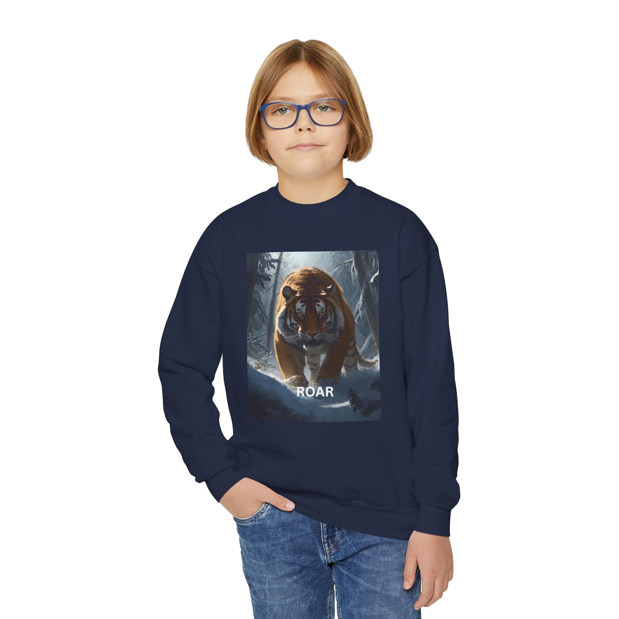 Tiger Roar Snow Youth Crewneck Sweatshirt
